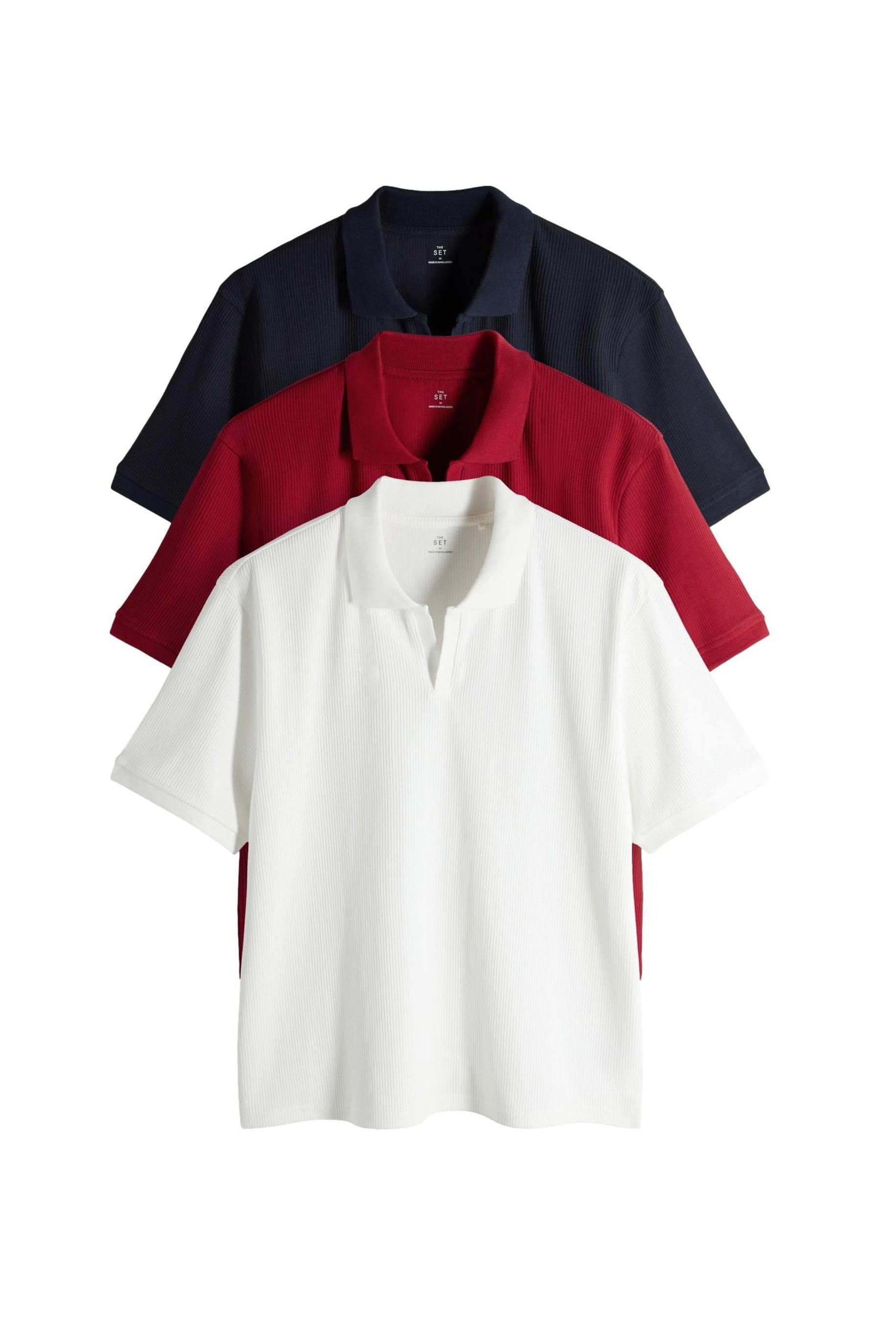 The Set Poloshirt The Set T-Shirts mit Trophy-Ausschnitt, 3er-Pack (3-tlg)