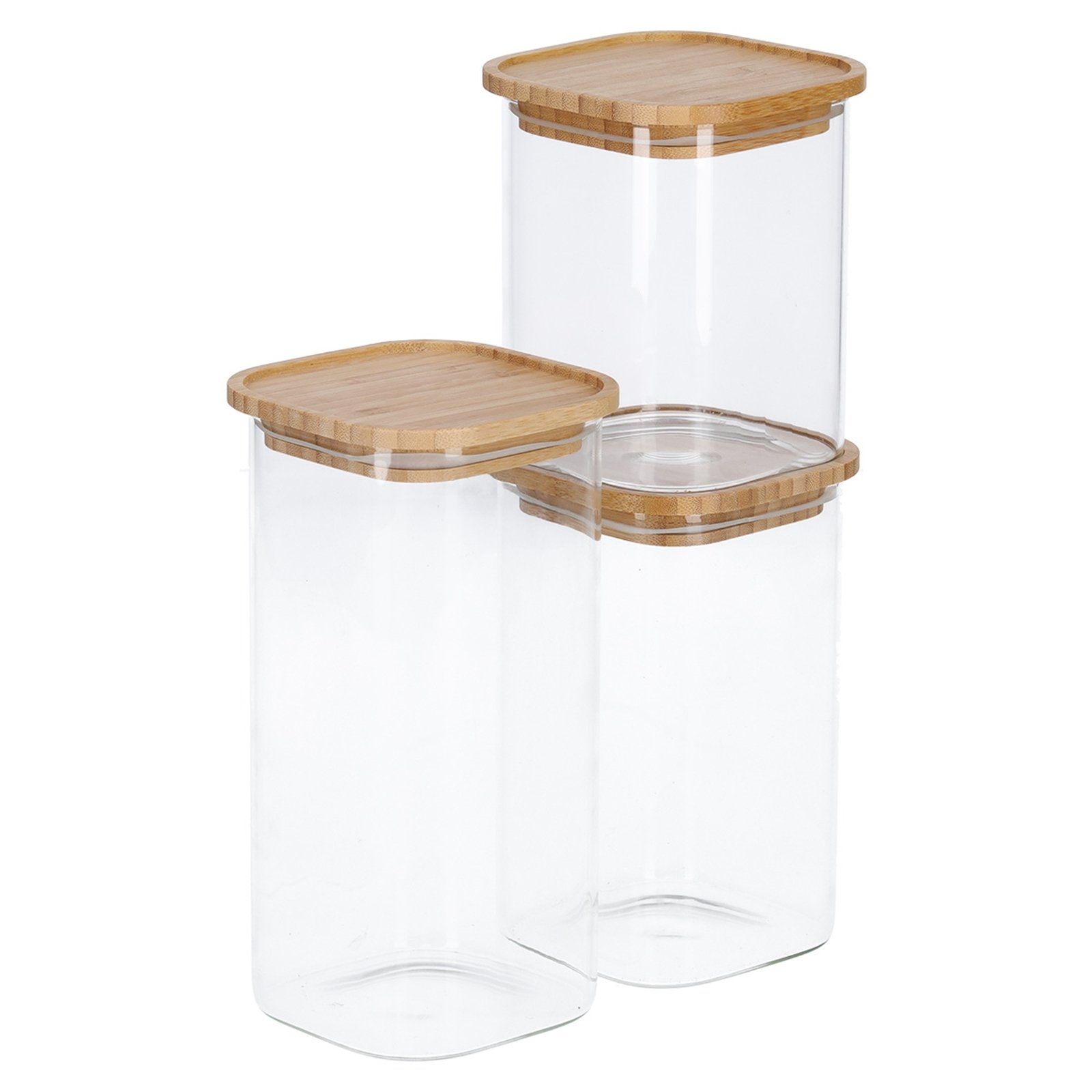 3-tlg), Vorratsglas Glas, (Set, Lebensmittelbehälter Vorratsglas Bambusdeckel, 3 Neuetischkultur mit Vorratsdose Set er