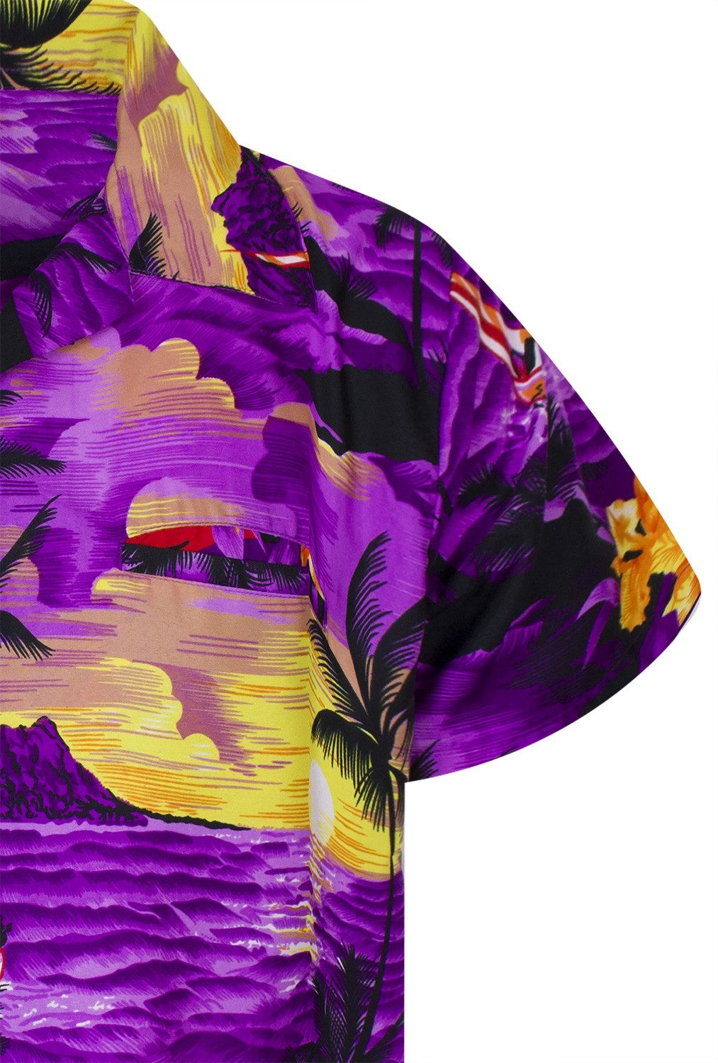 King Kameha Hawaiihemd Surf Funky Hawaii-Hemd Herren Kurzarm Front-Tasche Stylish Unisex