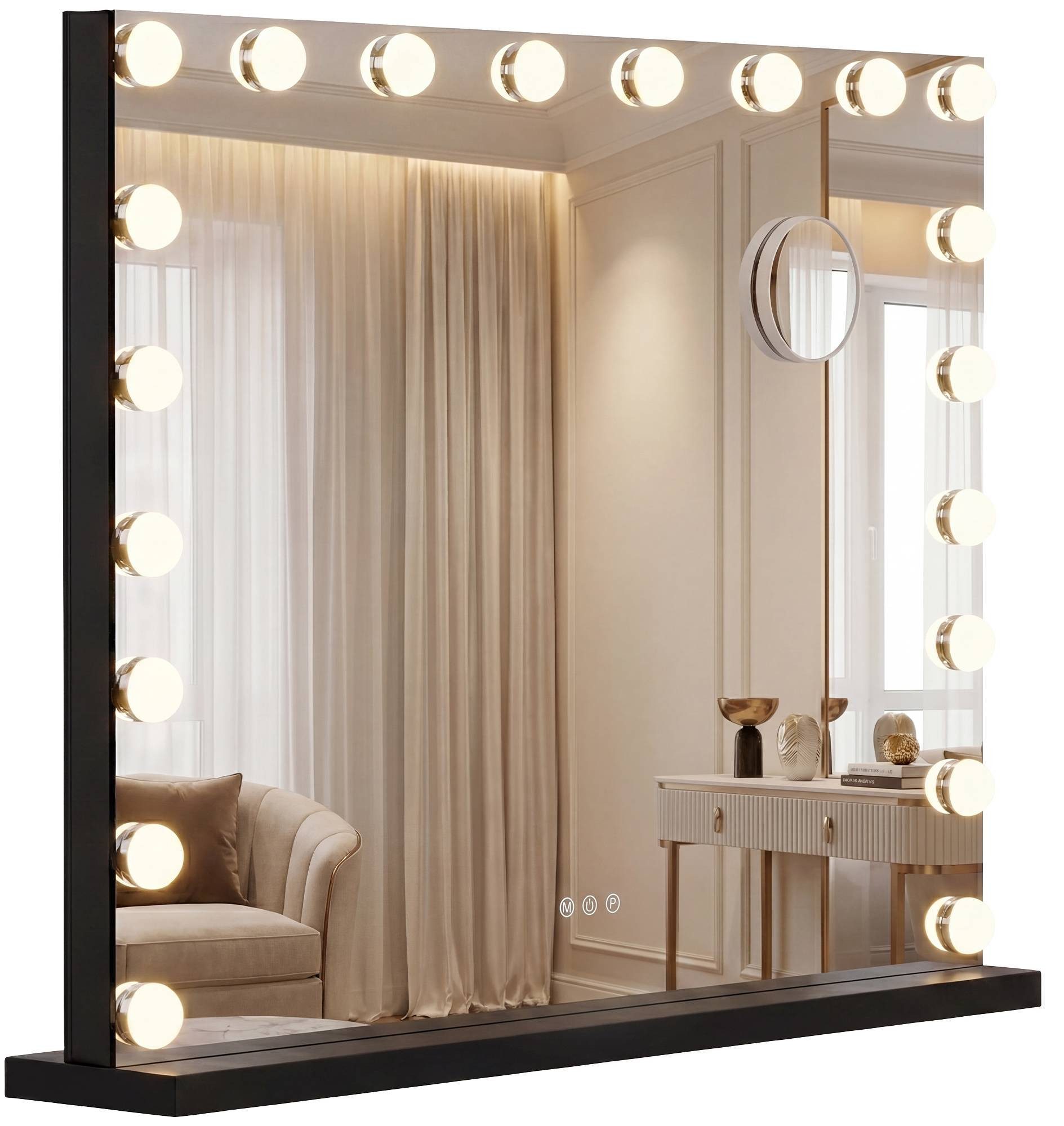 CLP Schminkspiegel Norlina (1er), Vergrößerungsspiegel (10-fach), LED, USB-Ports
