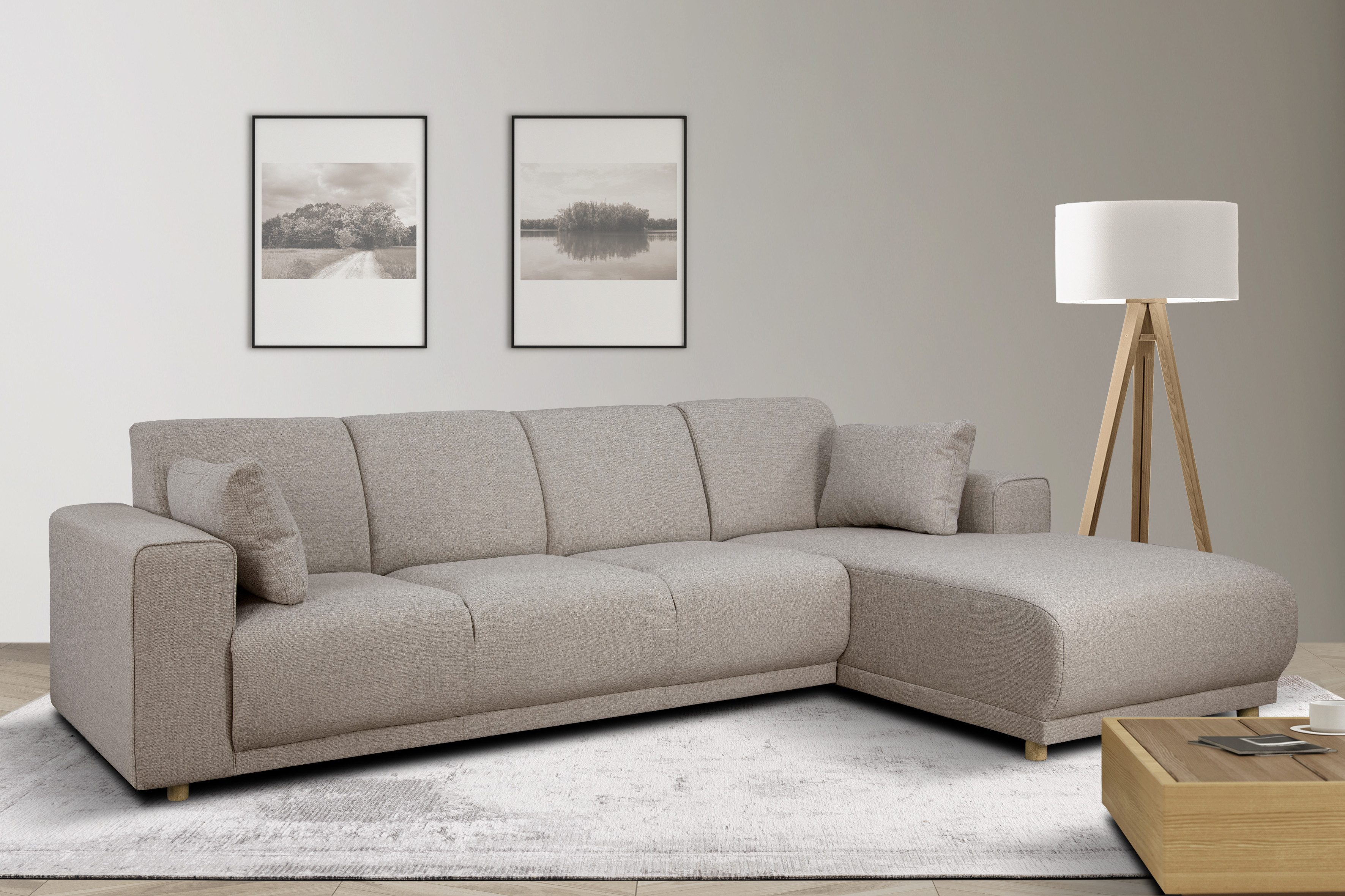 OTTO home Ecksofa LEMPS wahlweise Recamiere links oder rechts L-Form, incl. Zierkissen, Stellmaße 297x162 cm