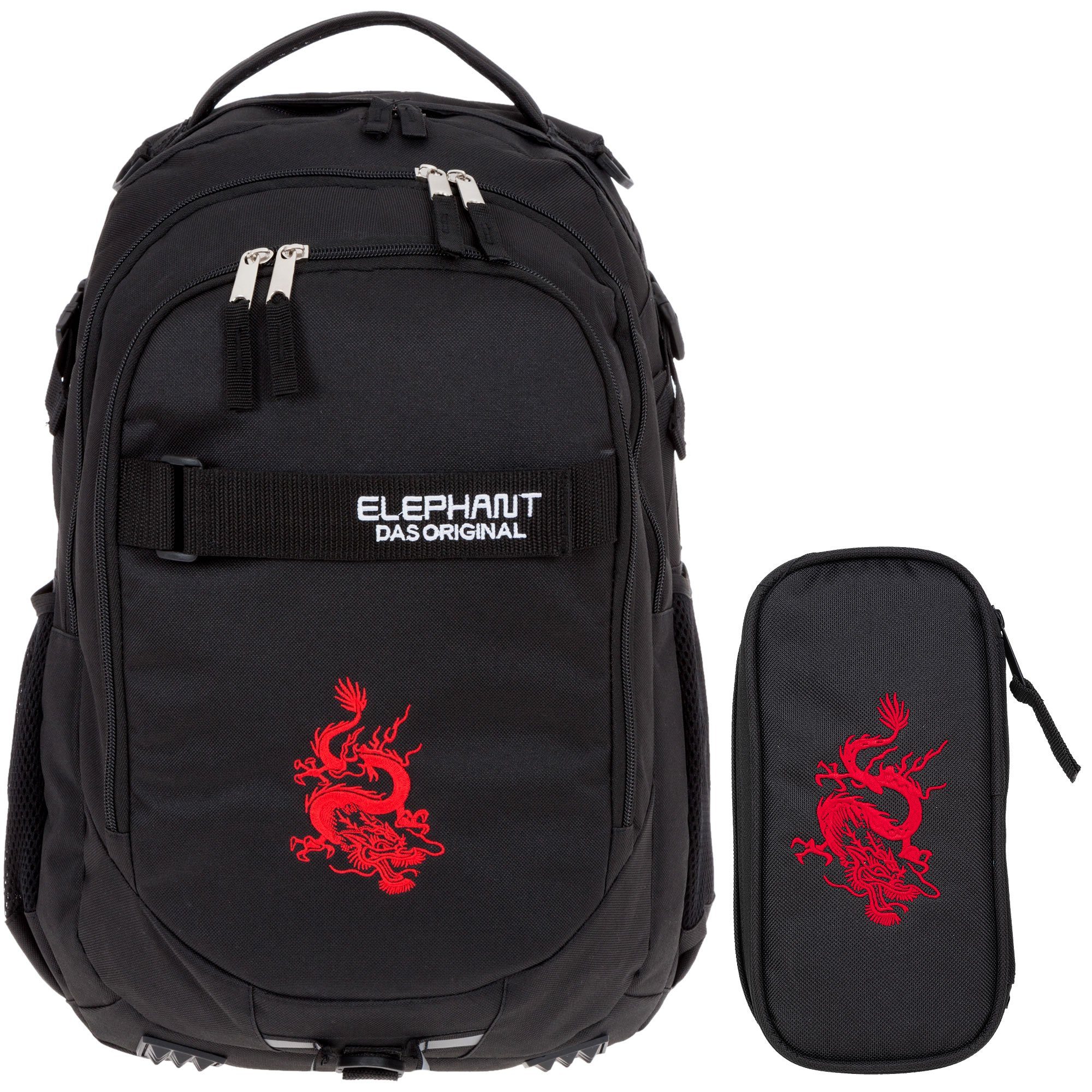 ELEPHANT Schulrucksack Hero Signature Schultasche (2 Teile Set), Rucksack + Mäppchen Box