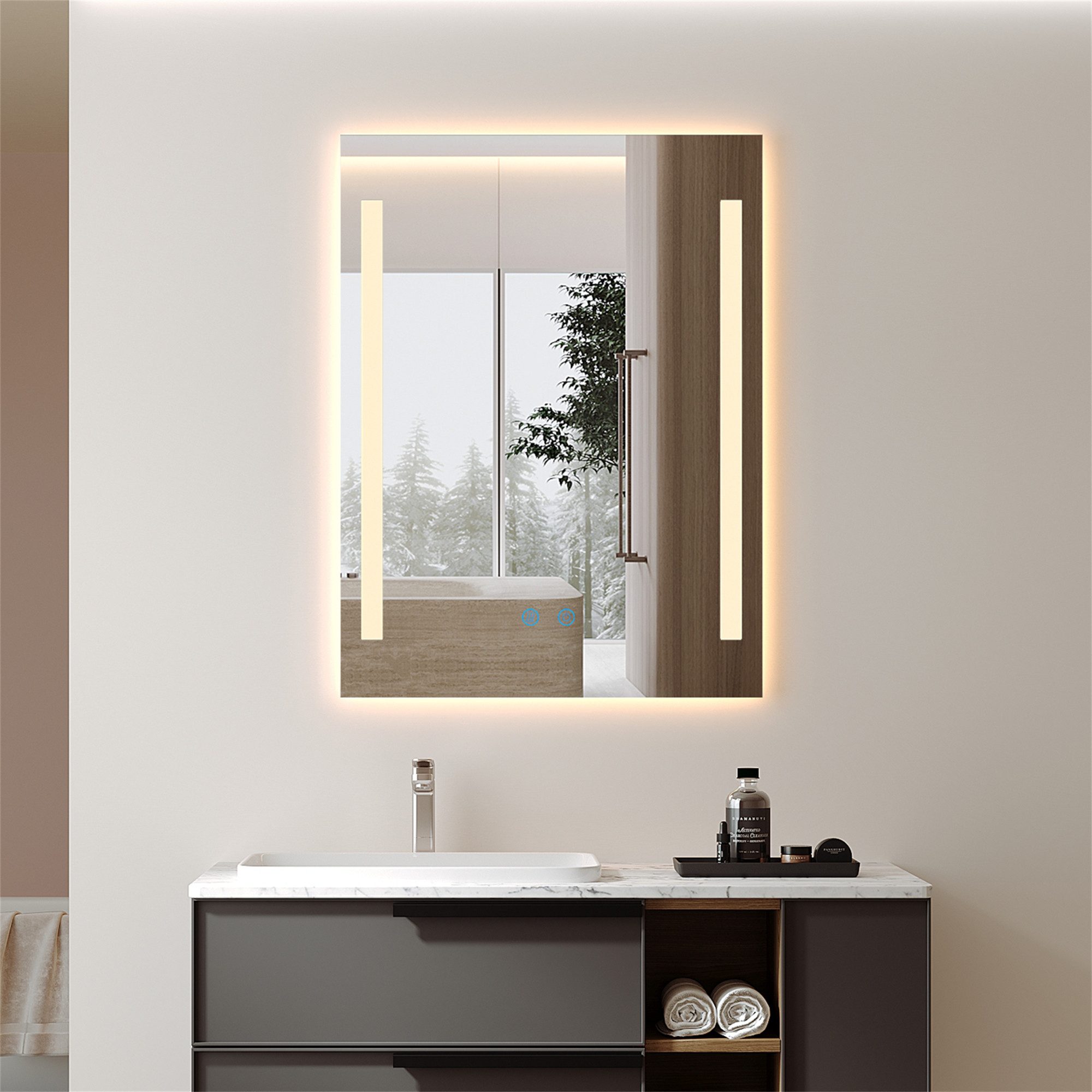 IMPTS Badspiegel Badezimmer Wand spiegel mit Beleuchtung Antibeschlag-Funkt günstig online kaufen