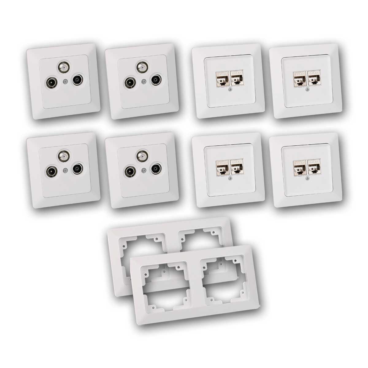 ChiliTec Unterputz-Steckdose MILOS Set "Multimedia", 18-teilig, weiß