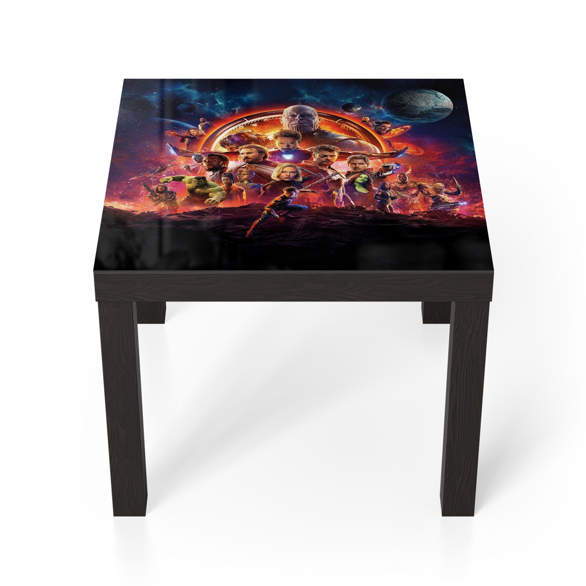 DEQORI Couchtisch 'Avengers Infinity War', Glas Beistelltisch Glastisch modern Schwarz