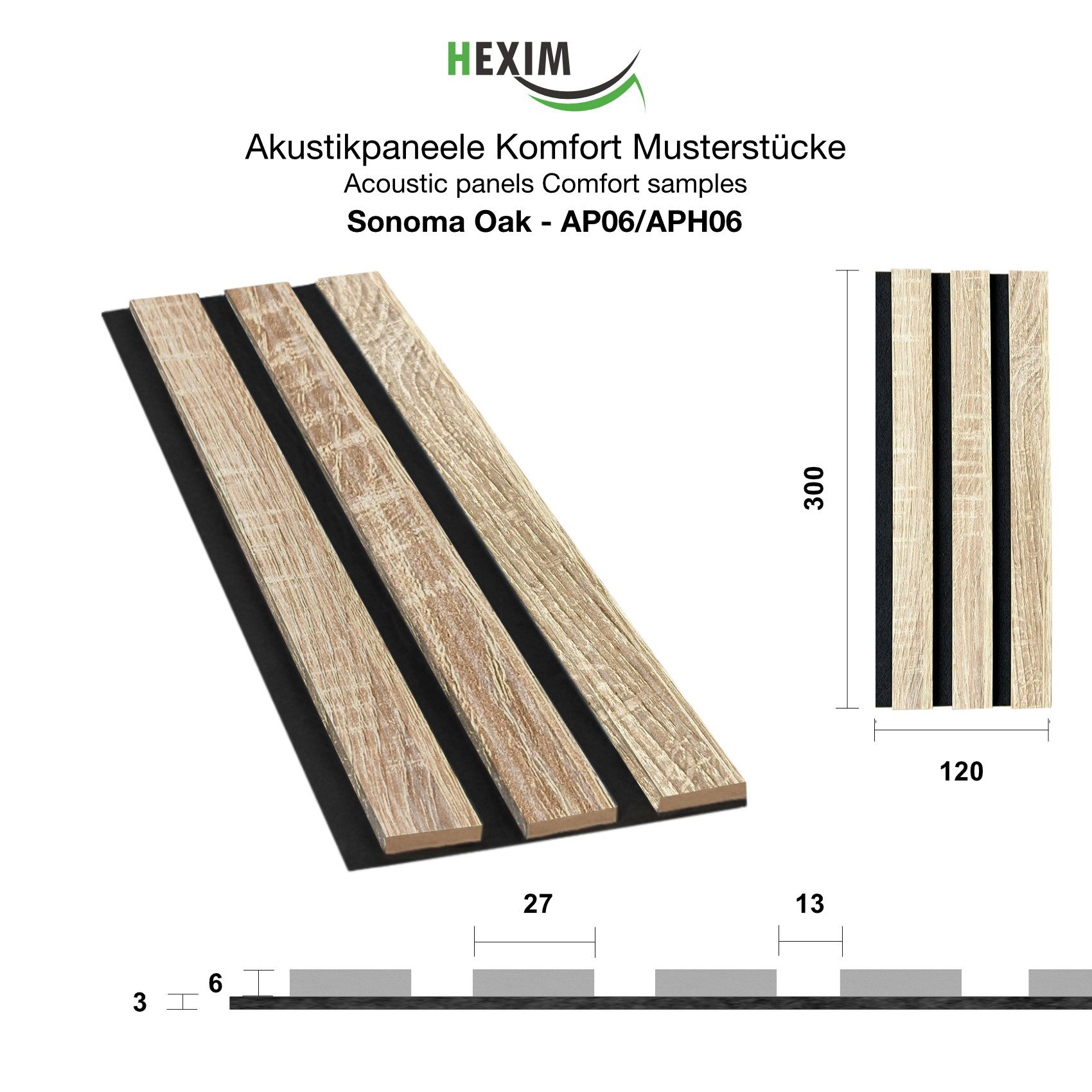 Hexim Wanddekoobjekt Sonoma Oak (Akustikpaneele Musterstück günstig online kaufen