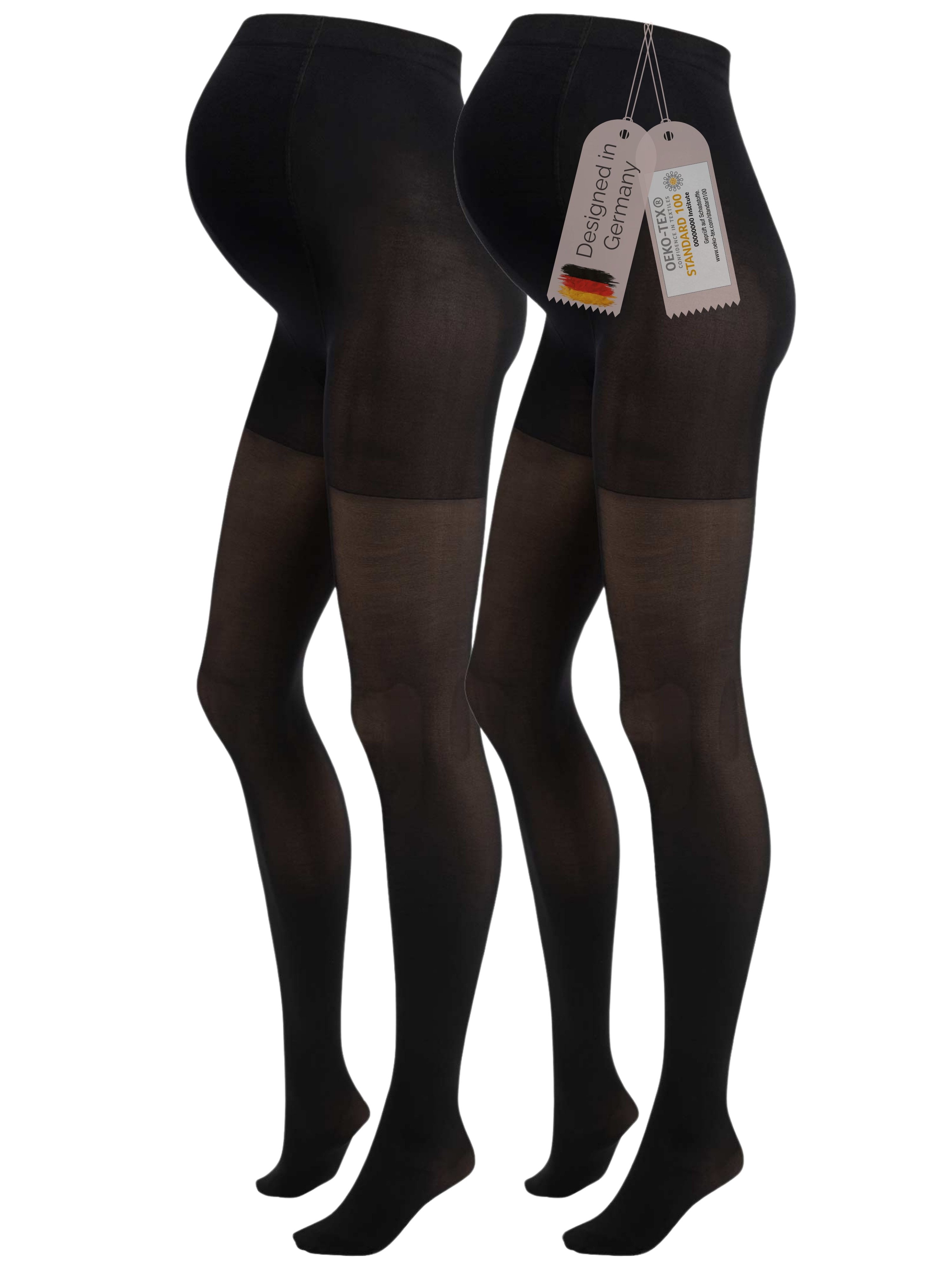 Herzmutter Umstandsstrumpfhose Schwangerschaftsstrumpfhose - Halb-Transparent 50 DEN (2 St. 2er-Pack) Matt-Soft