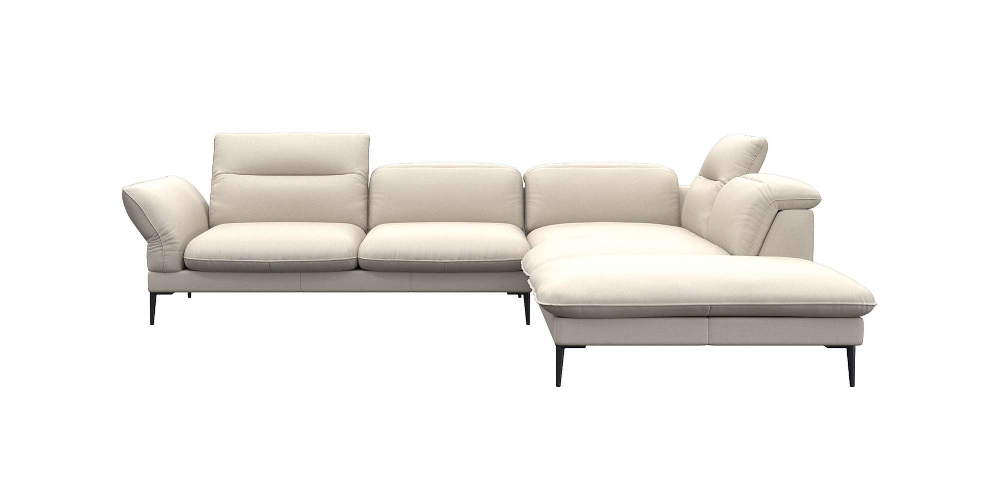 FLEXLUX Ecksofa Salino, Funktionssofa mit Ottomane, Relaxsofa, Ecksofa, Sofa mit Arm- und Kopfteil-Verstellungen, Kaltschaum & Stahl-Wellen