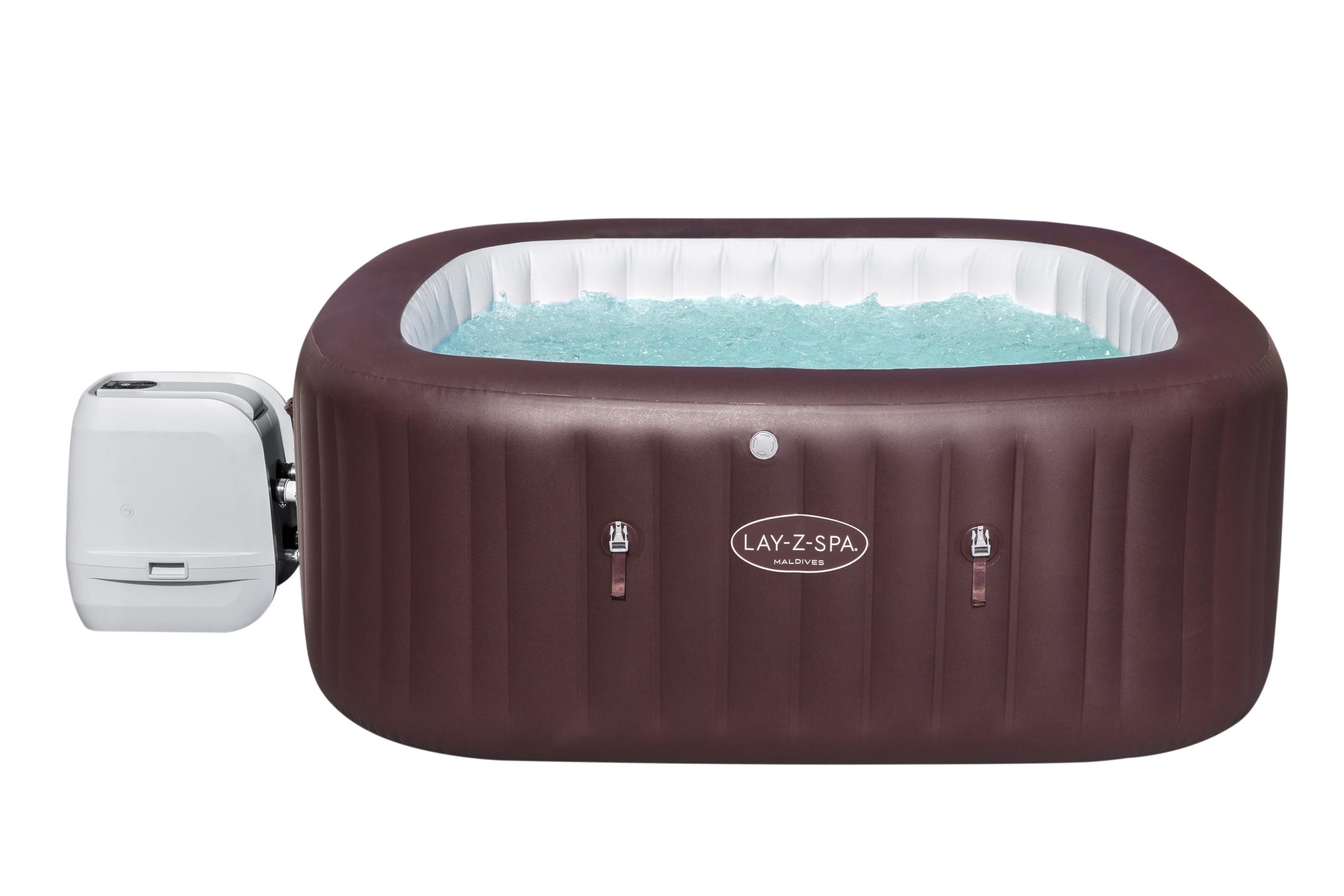 HAF Whirlpool LayZSpa & PureSpa Aufblasbarer Whirlpool Outdoor Bubble Massage Becken, (Komplett Set mit Zubehör, Maße: 201 x 201 x 80cm), In & Outdoor nutzbar