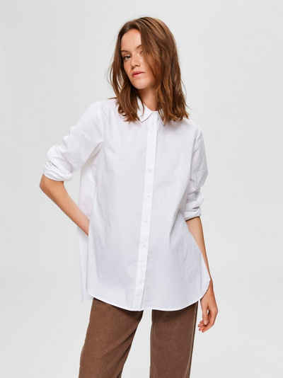 SELECTED FEMME Blusenshirt Classic Hemd Bluse Lange Langarm Tunika SLFORI mit Reißverschluss (1-tlg) 3858 in Weiß