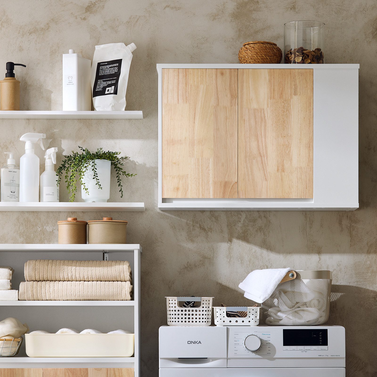 SoBuy Hängeschrank BZR144 Wandschrank mit 2 Türen Badezimmerschrank Küchens günstig online kaufen