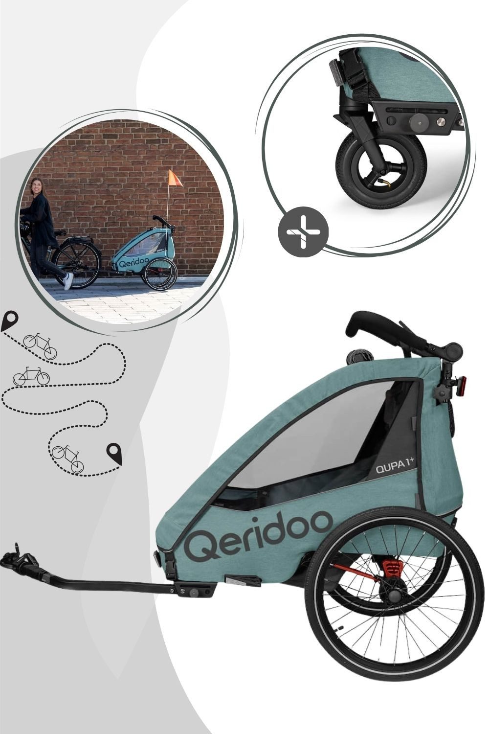 Qeridoo Fahrradkinderanhänger Qupa Plus 1 - Kinderfahrradanhänger für 1 Kind