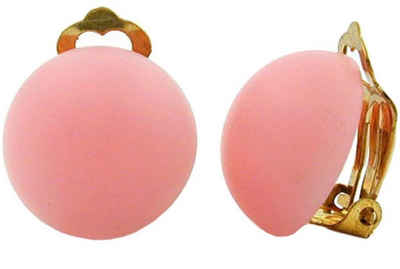 unbespielt Paar Ohrclips Modeschmuck Ohrringe rosa matt 18 mm halbrund gewölbt Kunststoff, Modeschmuck für Damen