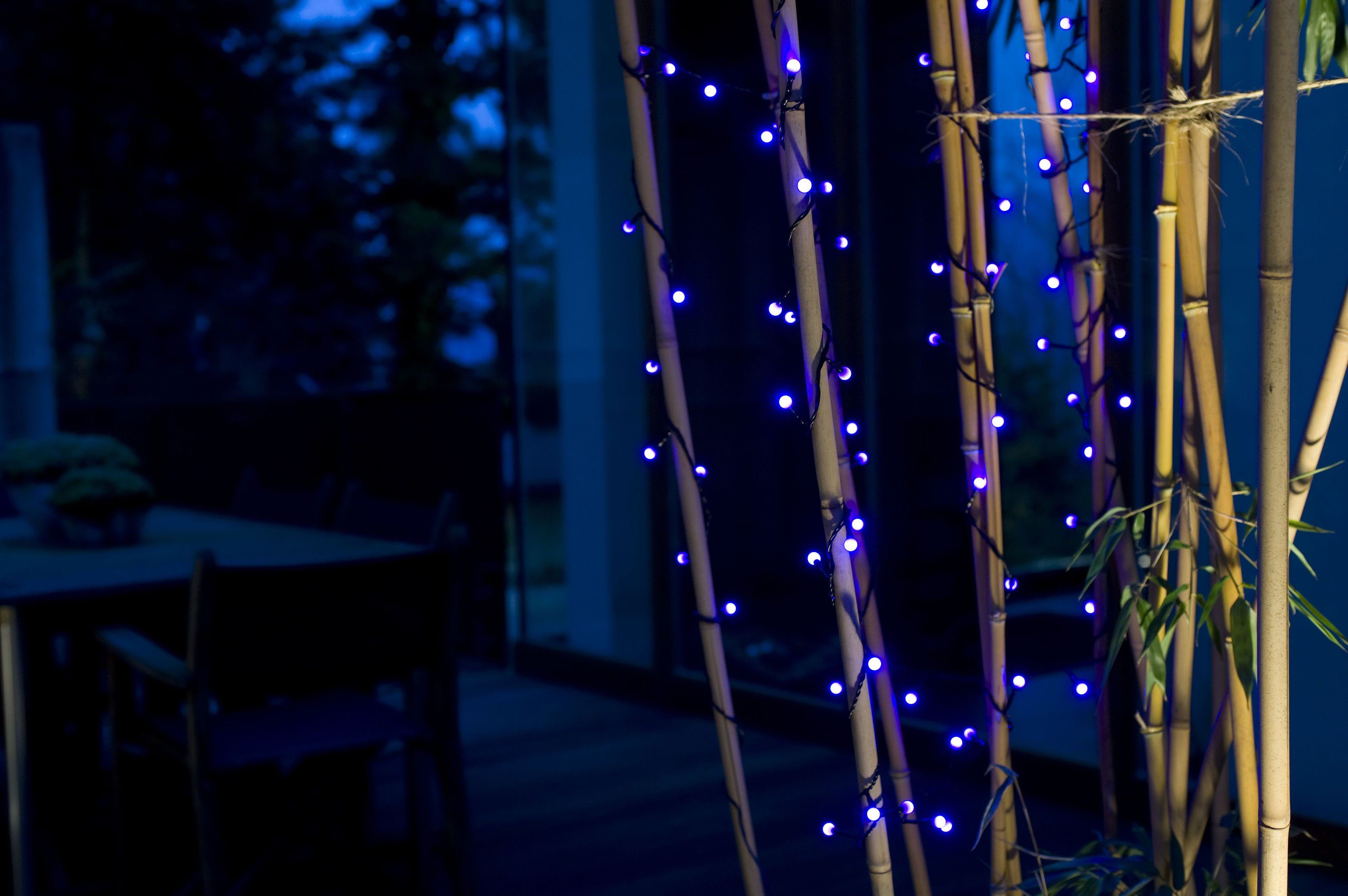 KONSTSMIDE LED-Lichterkette Weihnachtsdeko aussen, 80-flammig, LED  Globelichterkette, runde Dioden, 80 purpurfarbene Dioden, Trafobetriebener  Artikel für den Innen- und Außenbereich