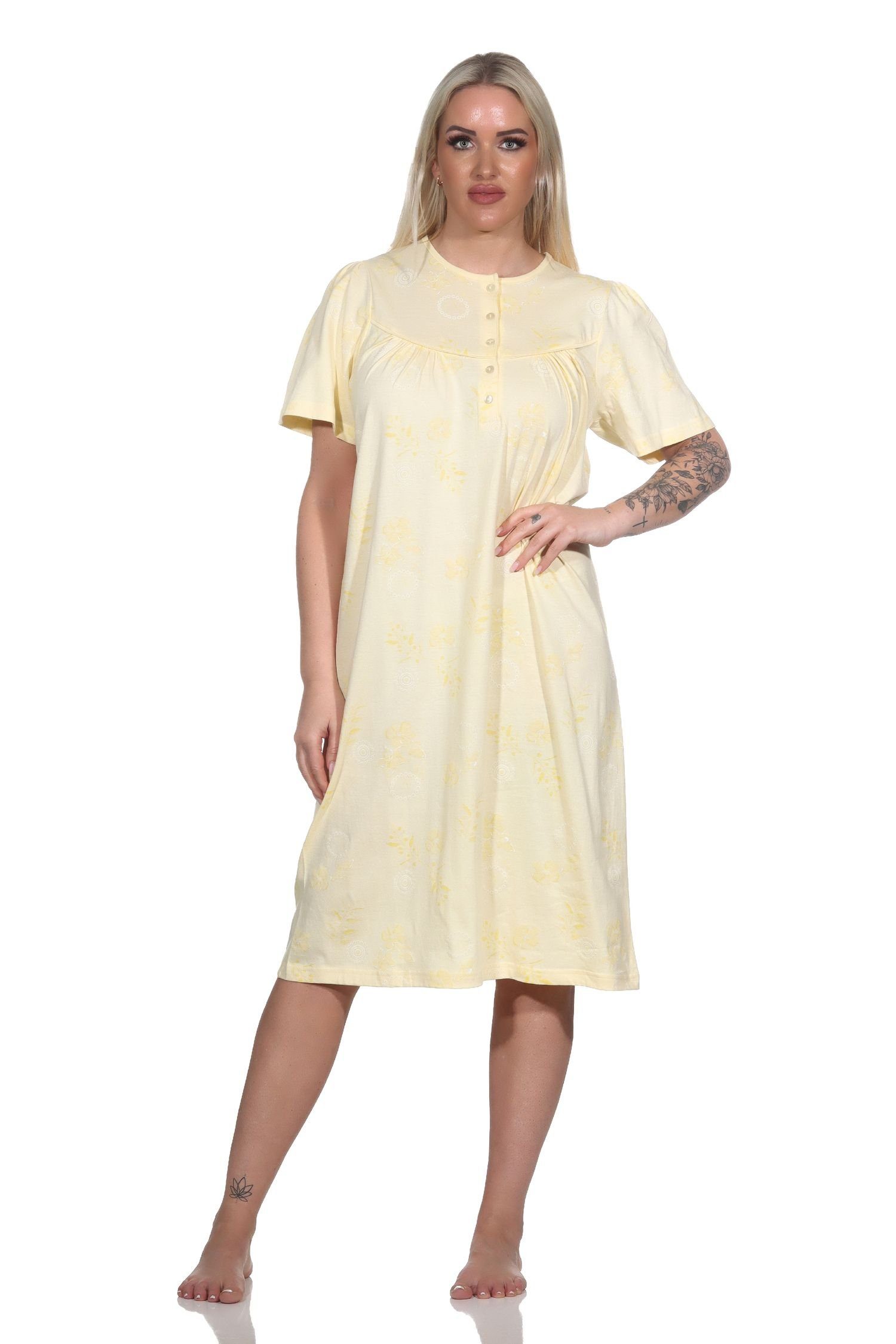 Normann Nachthemd Damen kurzarm Nachthemd im klassischen fraulichen Design vanille