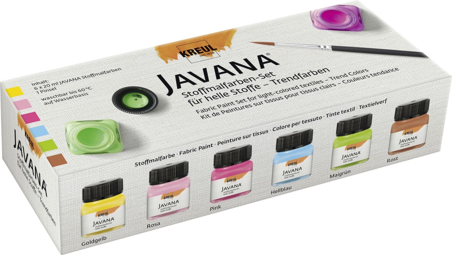 Kreul Textilfarbe Kreul Javana Stoffmalfarben für helle Stoffe Set