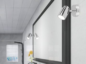 meineWunschleuchte LED Wandstrahler, Dimmfunktion, LED wechselbar, Warmweiß, innen, Badezimmer-Lampe Gäste WC, Spiegelleuchten schwenkbar Ø 10,5cm