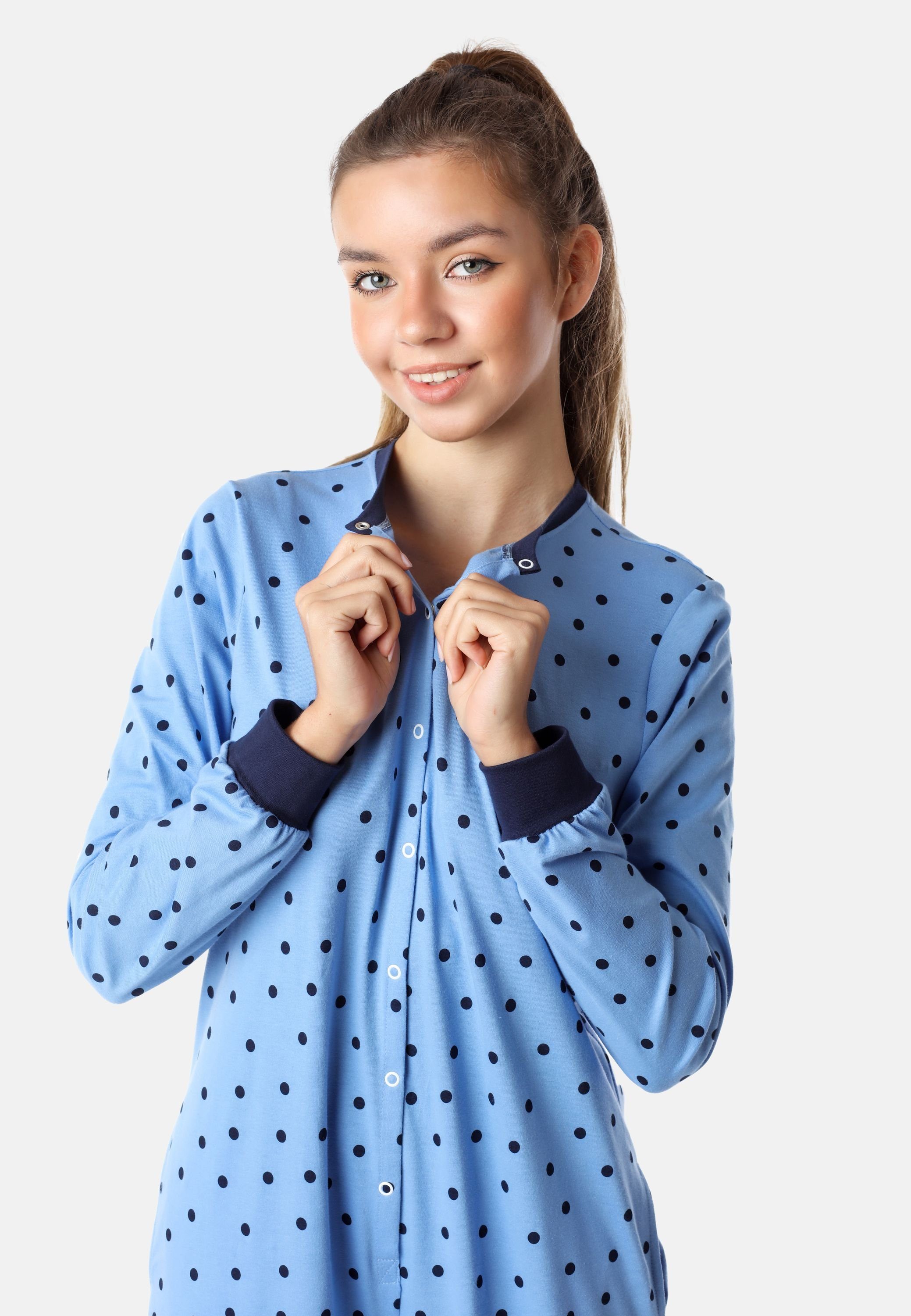 Merry Style Schlafanzug Mädchen Jugend MS10-335 Blaue/Punkte Schlafoverall Schlafanzug