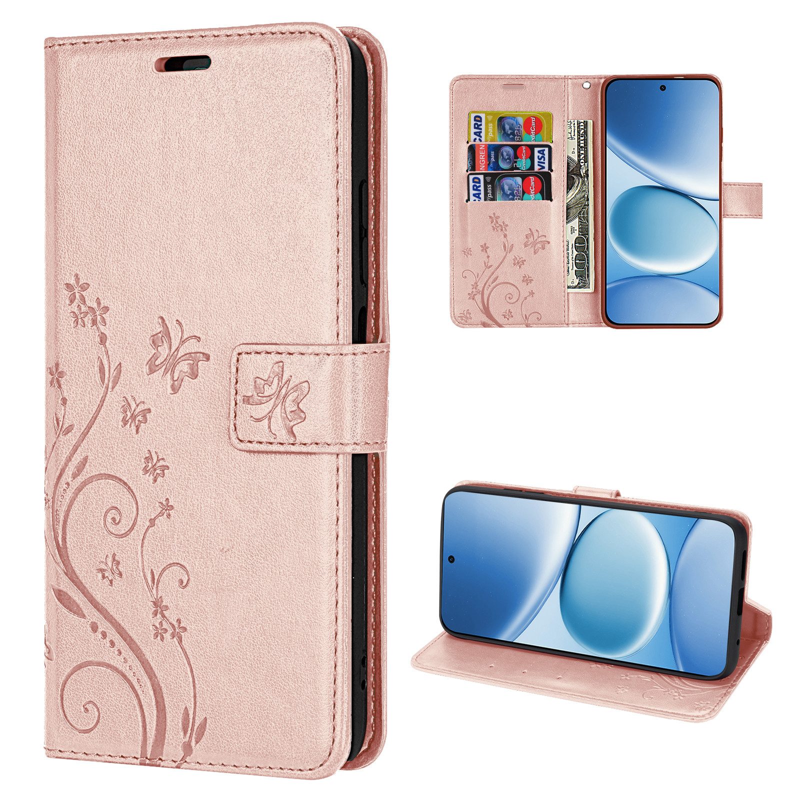 betterfon Handyhülle für Xiaomi Redmi Note 15 Pro+ Hülle Wallet Case Flip Cover, Bookstyle-Hülle: Magnetverschluss 3 Kartenfächer & Standfunktion
