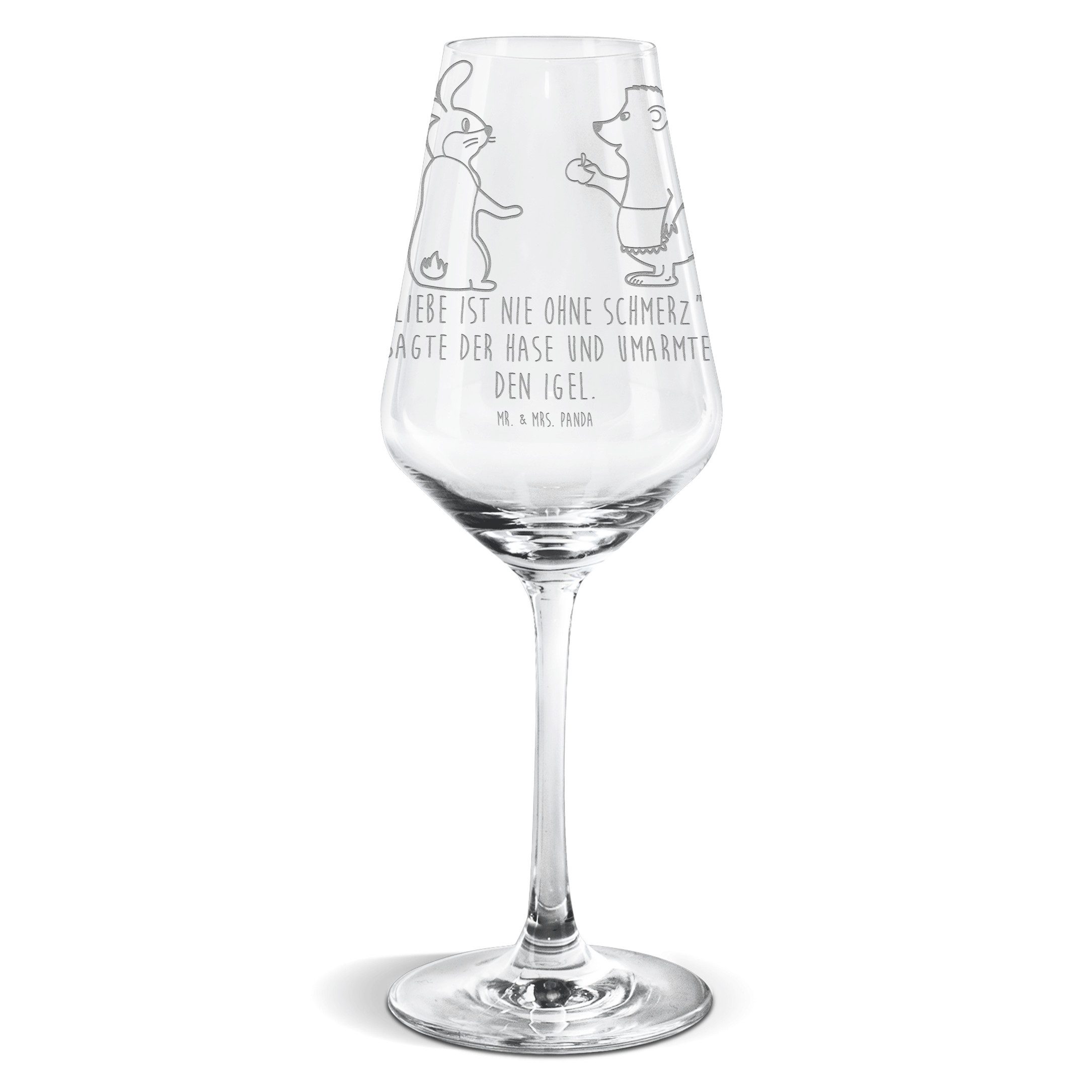 Mr. & Mrs. Panda Weißweinglas Hase Igel Transparent Geschenk