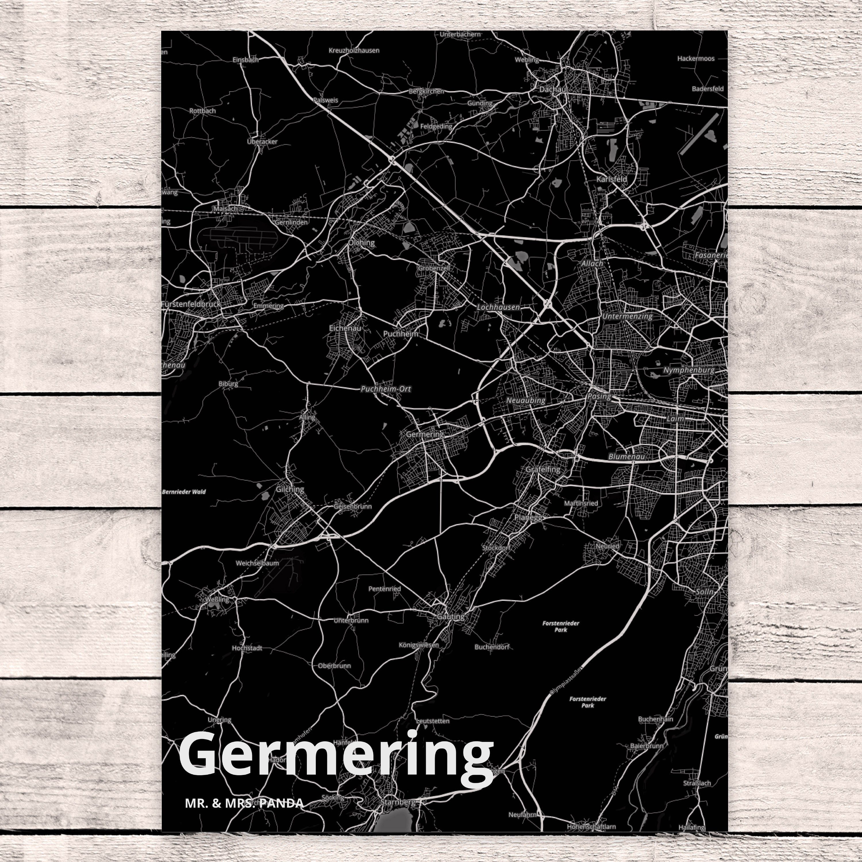 & Ort, Germering Postkarte - Geschenk, Städte, Grußkarte, Panda Dankeskarte, Kar Mr. Stadt, Mrs.