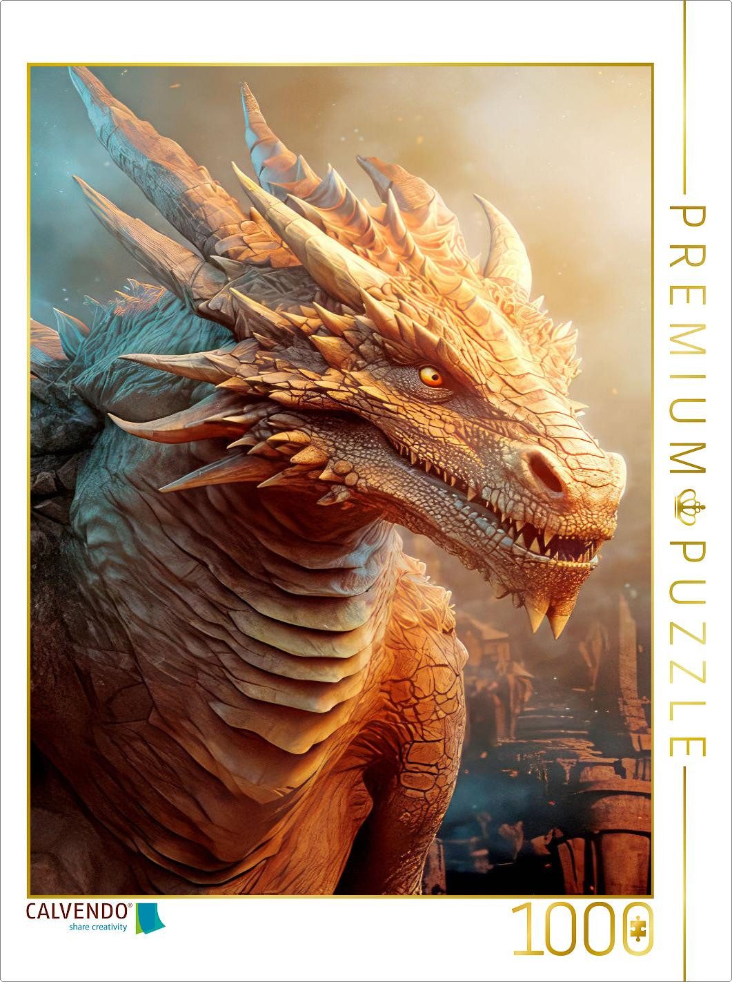CALVENDO Puzzle CALVENDO Puzzle Drachen und edle Ritter, 1000 Teile Lege-Größe 64 × 4, 1000 Puzzleteile