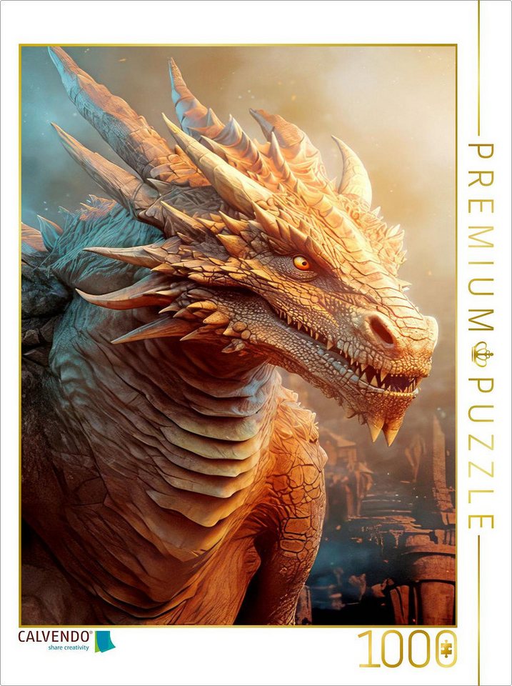 CALVENDO Puzzle CALVENDO Puzzle Drachen und edle Ritter, 1000 Teile Lege-Größe 64 × 4, 1000 Puzzleteile