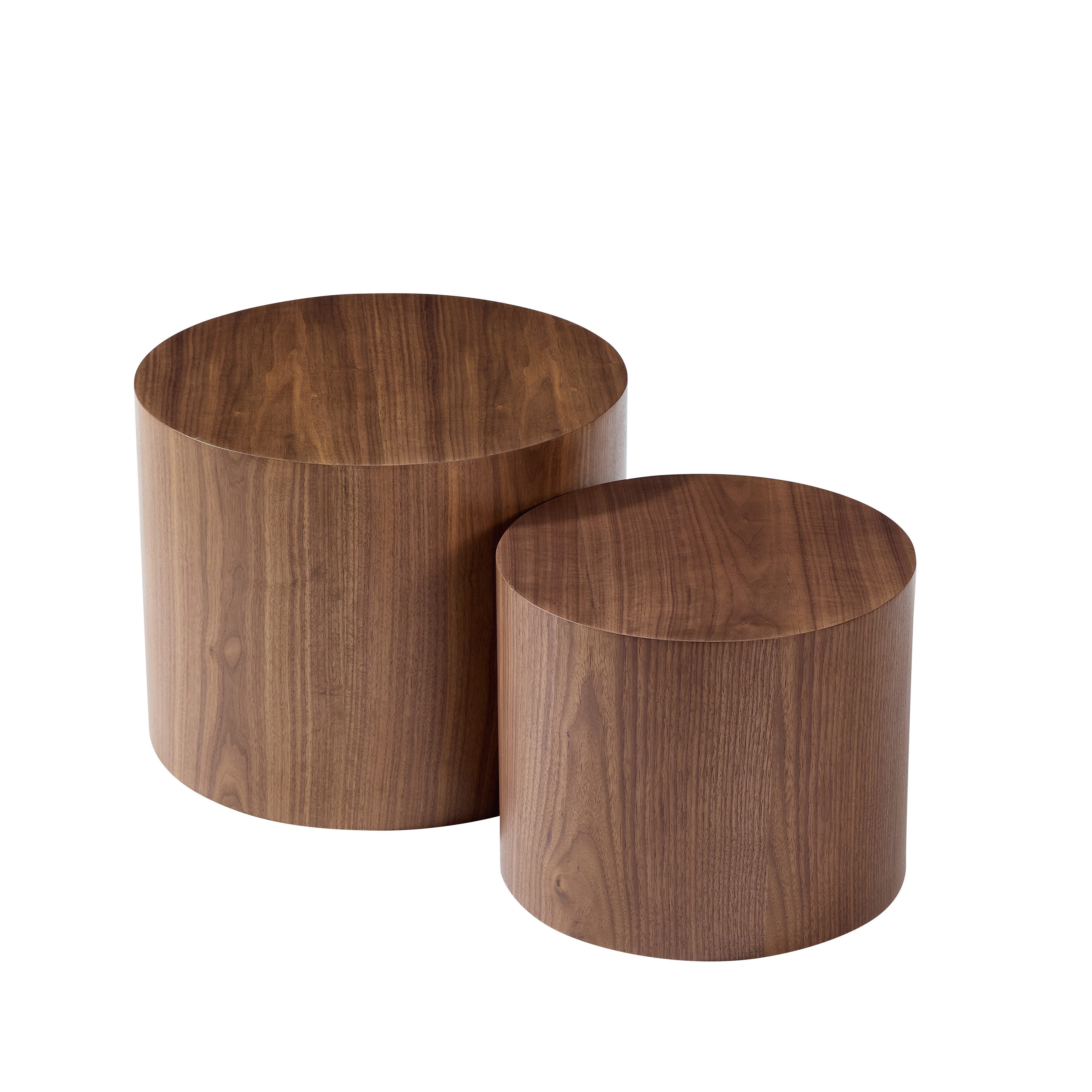 NJLyuhome Couchtisch Wohnzimmertisch, 2-teiliges Beistelltisch-Set Holzoptik aus MDF (2-St), rund & platzsparend – Durchmesser 38 cm/32 cm, Höhe 48 cm/38 cm