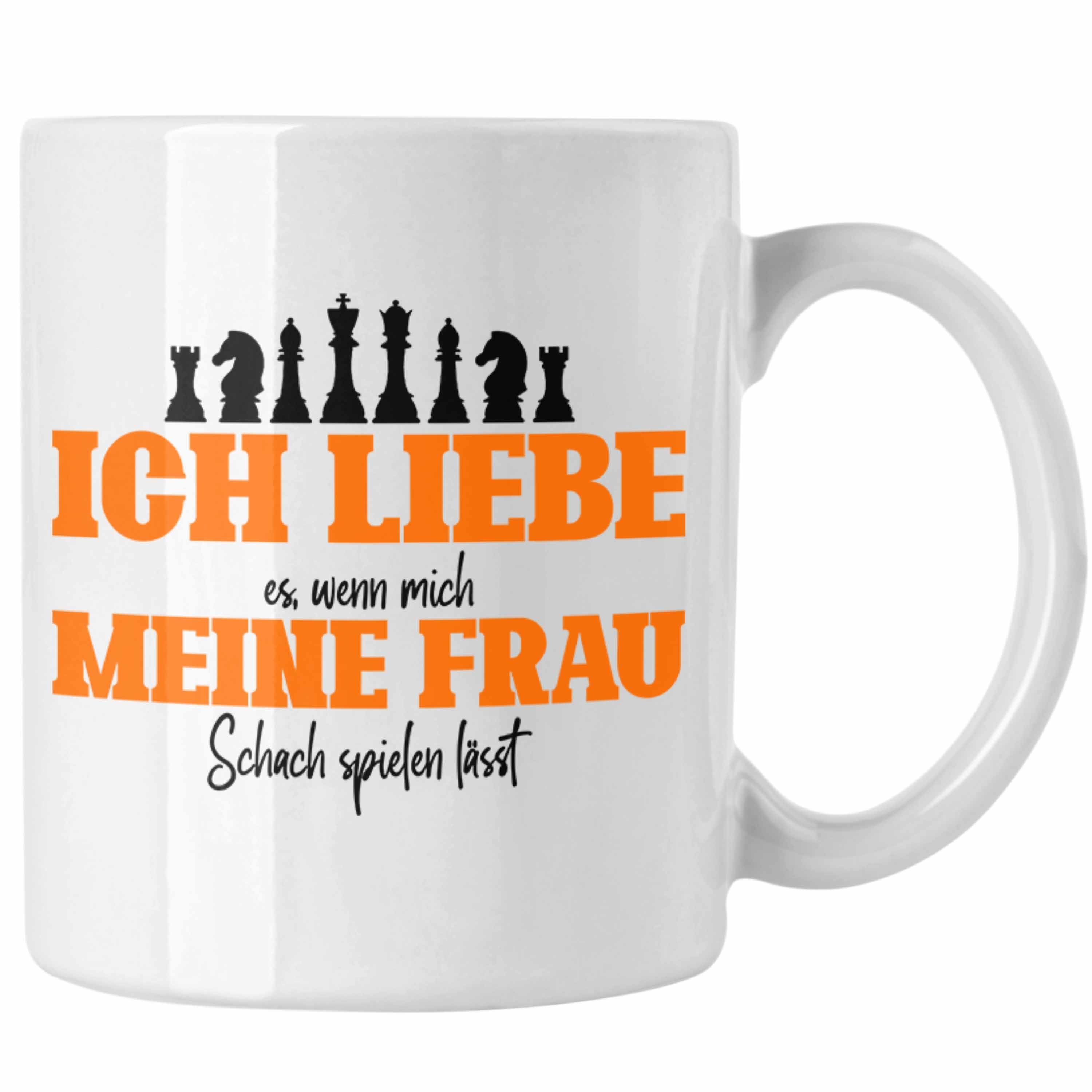 Trendation Tasse Lustige Schach Tasse Geschenk für Schachspieler Weiss