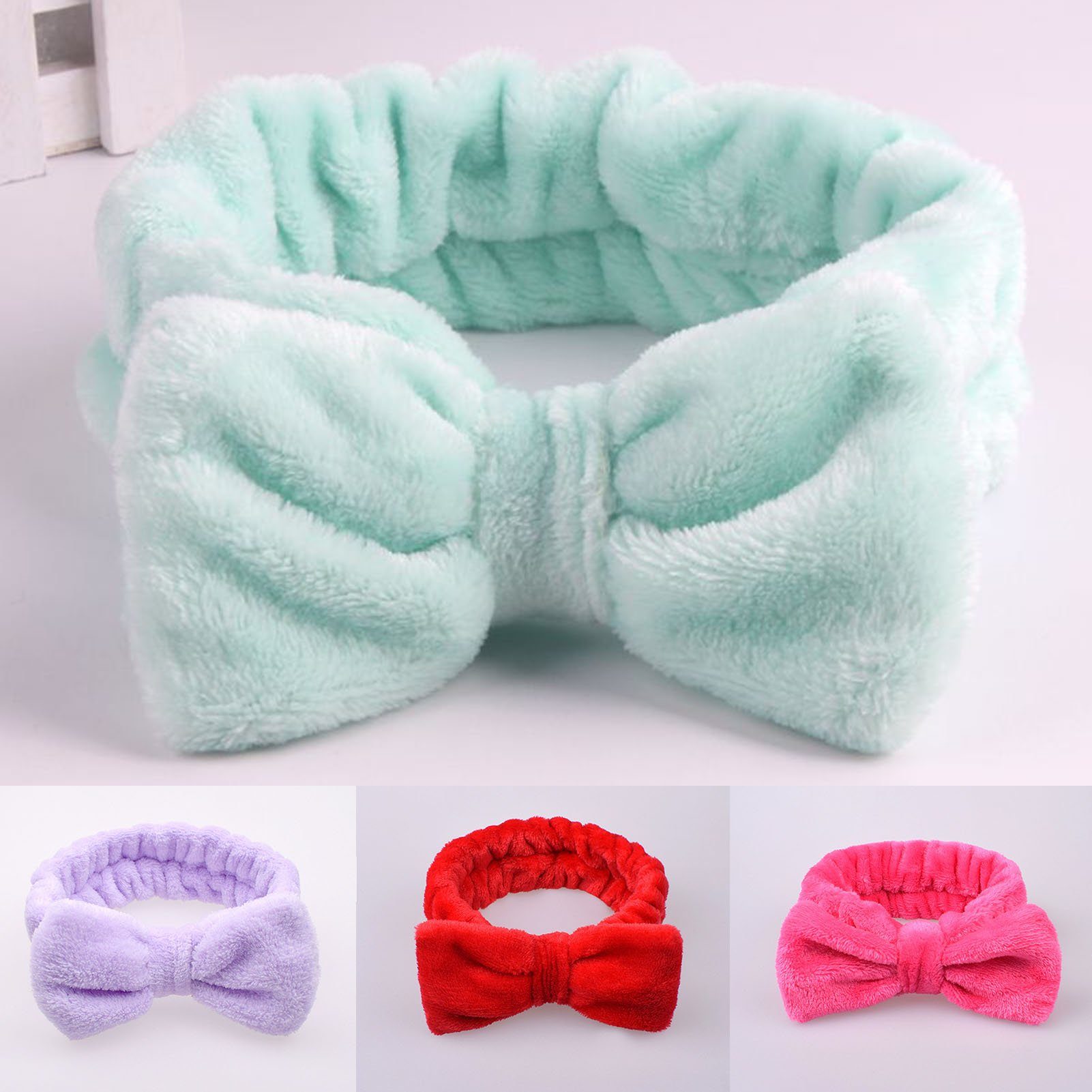 fulaide Stirnband Rot Haarbänder Stirnbänder Rose Schleifen Makeup haare schminkband Bowknot