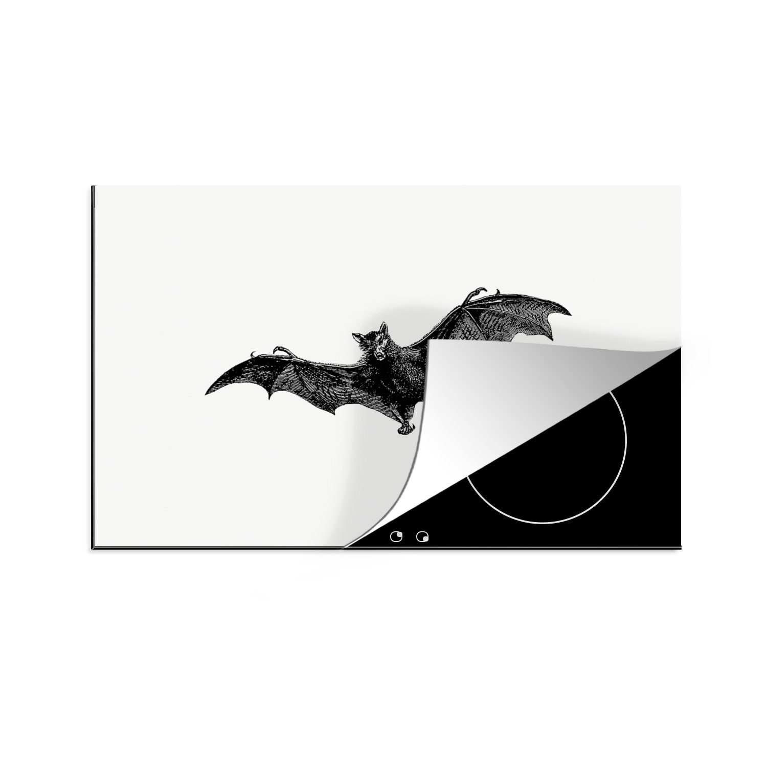 Schutz Fledermaus Herdblende-/Abdeckplatte tlg), die 81x52 Ceranfeldabdeckung (1 küche, - MuchoWow Tiere, - Vinyl, Jahrgang Induktionskochfeld für cm,