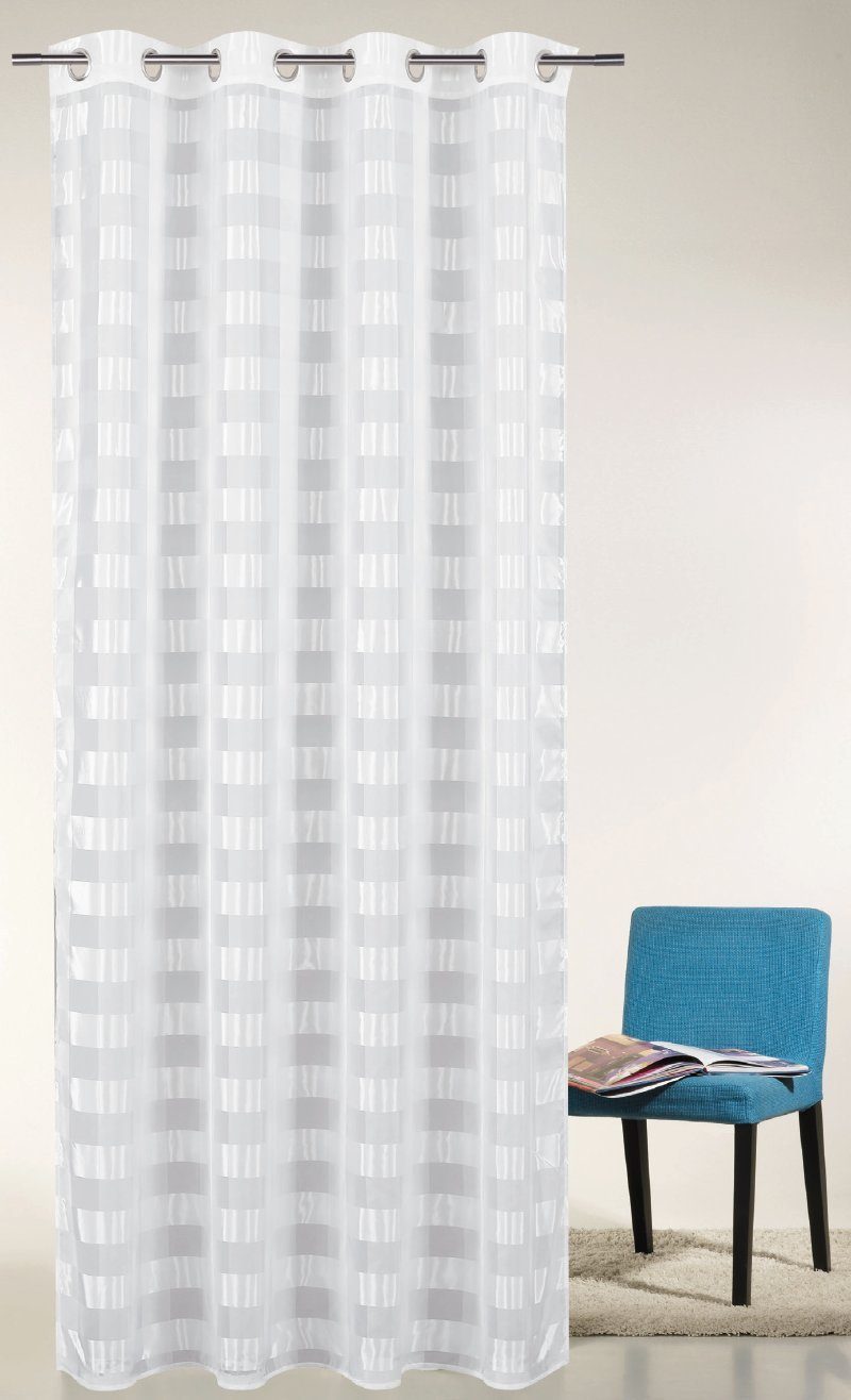 Vorhang Ösenschal, Ösengardine "Elena" Farbe: weiß, 245x140 cm, eckardt INTERNATIONAL, Ösen (1 St), halbtransparent | Fertiggardinen