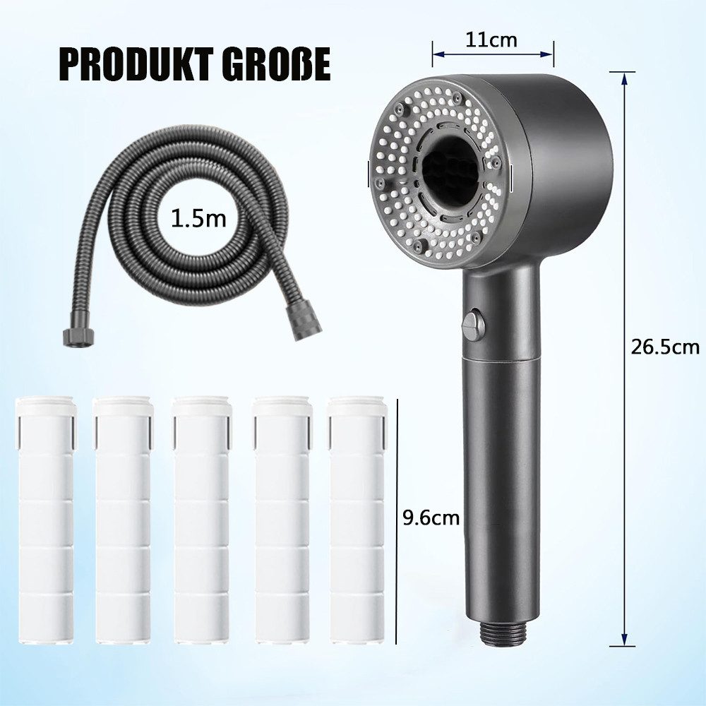 TUWENA Duschbrause Duschkopf Hochdruck, Handbrause mit 1,5m Schlauch und Ha günstig online kaufen