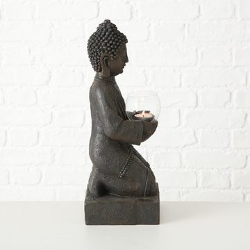 BOLTZE Buddhafigur Boltze Buddha Figur mit Windlicht Statue aus Kunststoff, Hähe 44 cm