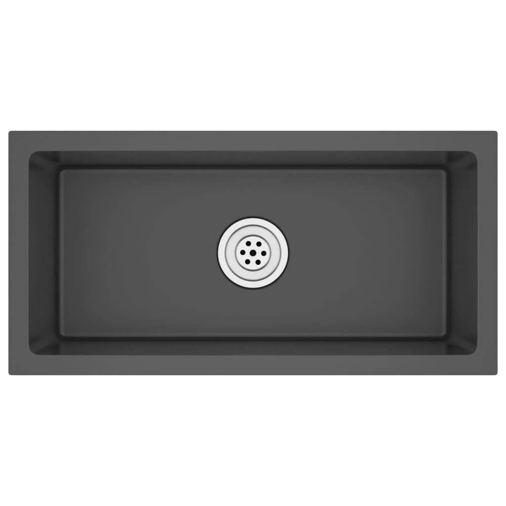 Küchenspüle 60 x 30 x 20 cm Massive Einbauspüle Schwarz Edelstahl Küche Spüle Spül