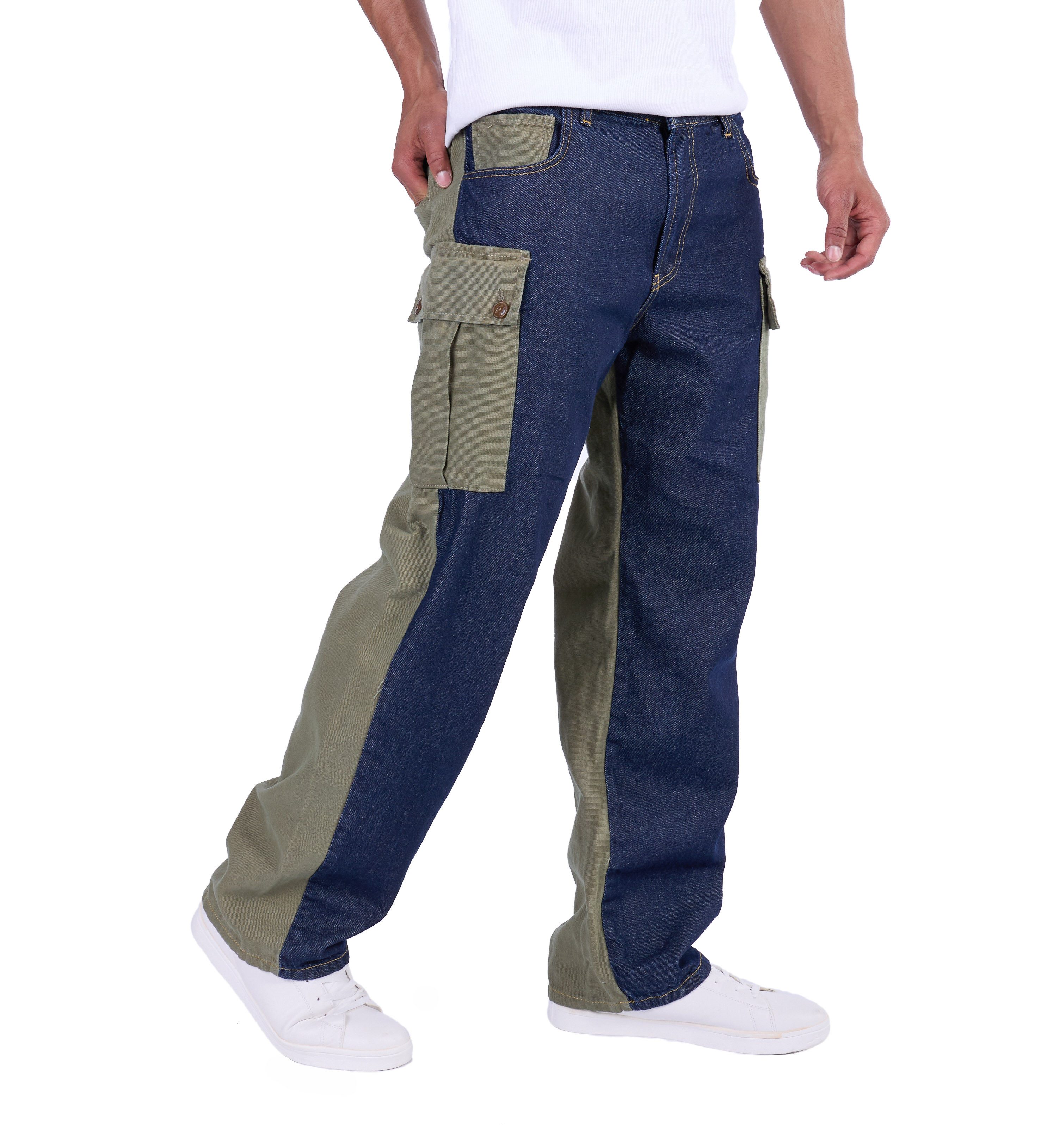 KINGZ Cargohose Baggy Cargohose im Farb-Blocking-Design günstig online kaufen