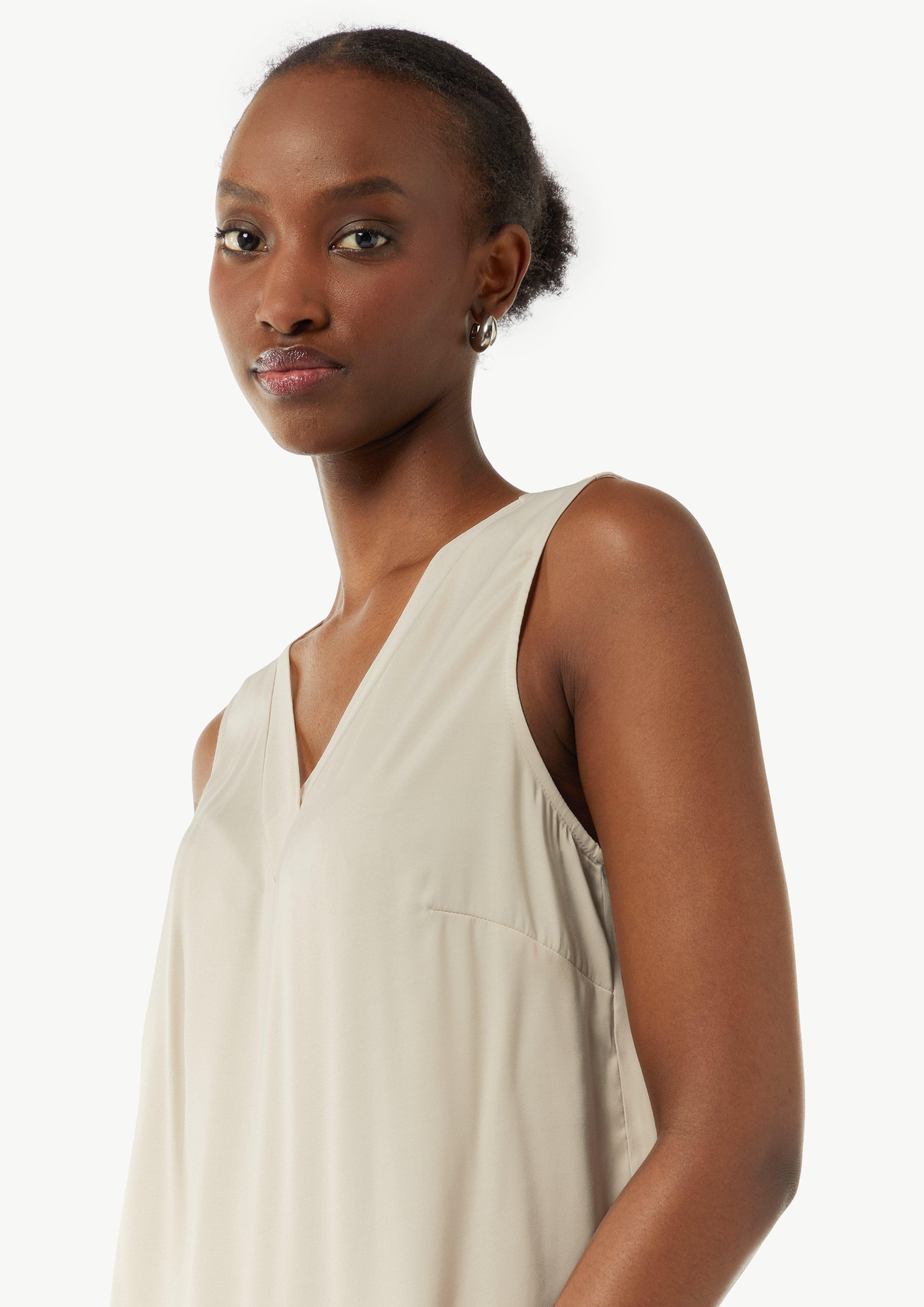 comma Blusentop Satin-Top mit Chiffon-Ausschnitt Chiffonblende günstig online kaufen