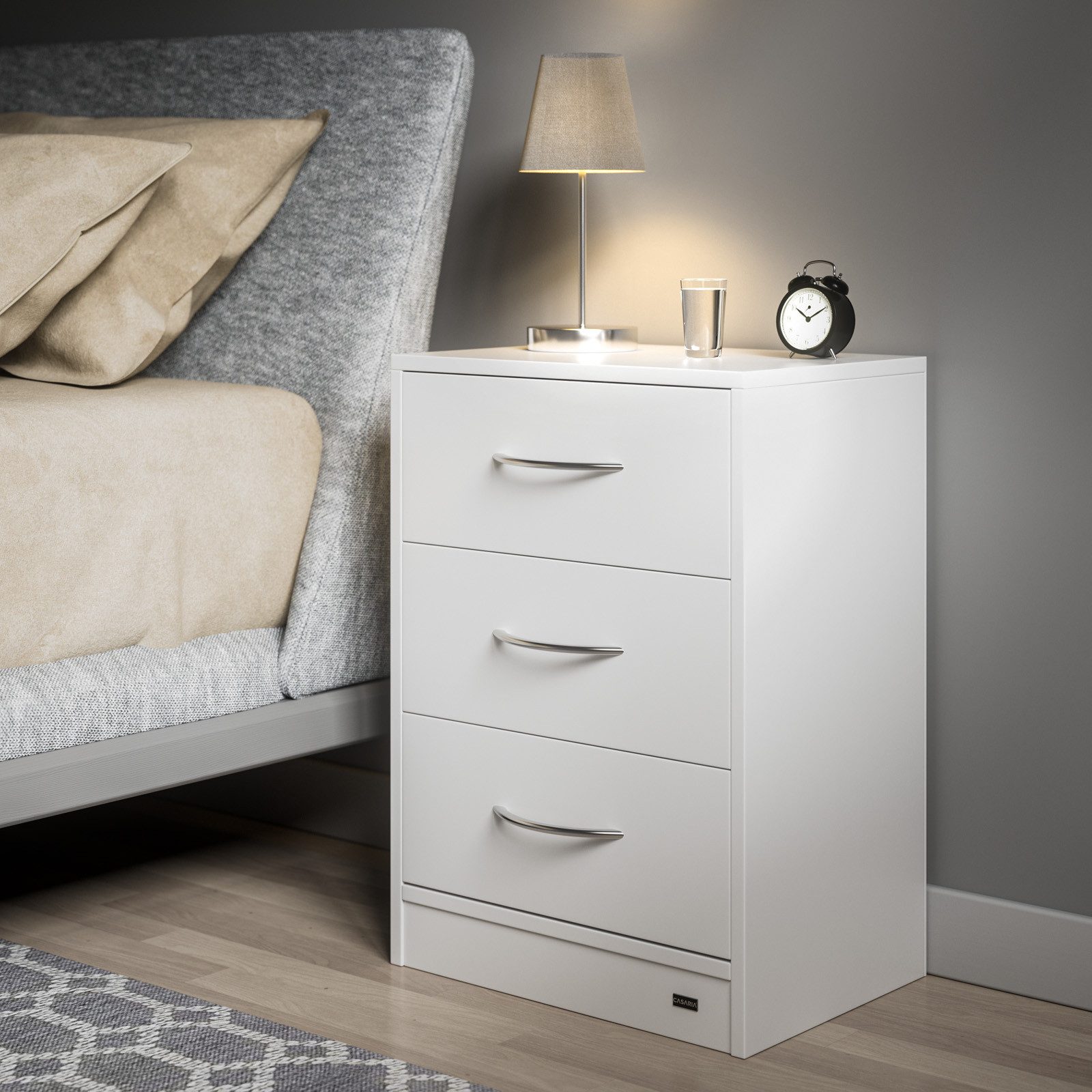 Casaria Nachttisch Eloise (1-St), mit LED 3 Schubladen Kabelführung Wandbef günstig online kaufen