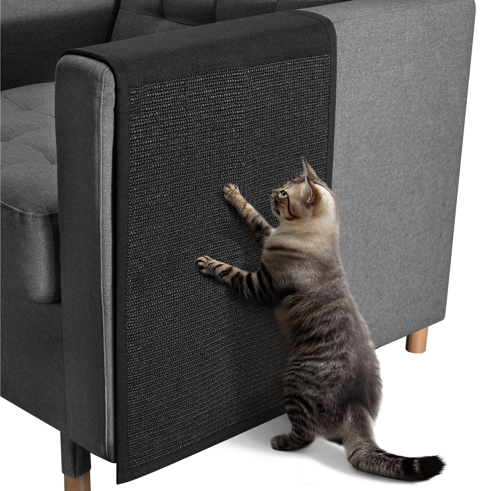 Kratzpappe Katzen Kratzmatte Kratzschutz Sofa - Kratzteppich 130x45 cm schwarz