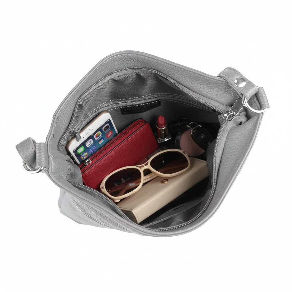 ITALYSHOP24 Schultertasche Made in Italy Damen Leder Tasche Cross Over Body Bag Umhängetasche, leichte schmale Brusttasche Shopping Reise Urlaub Ausgehen Freizeit