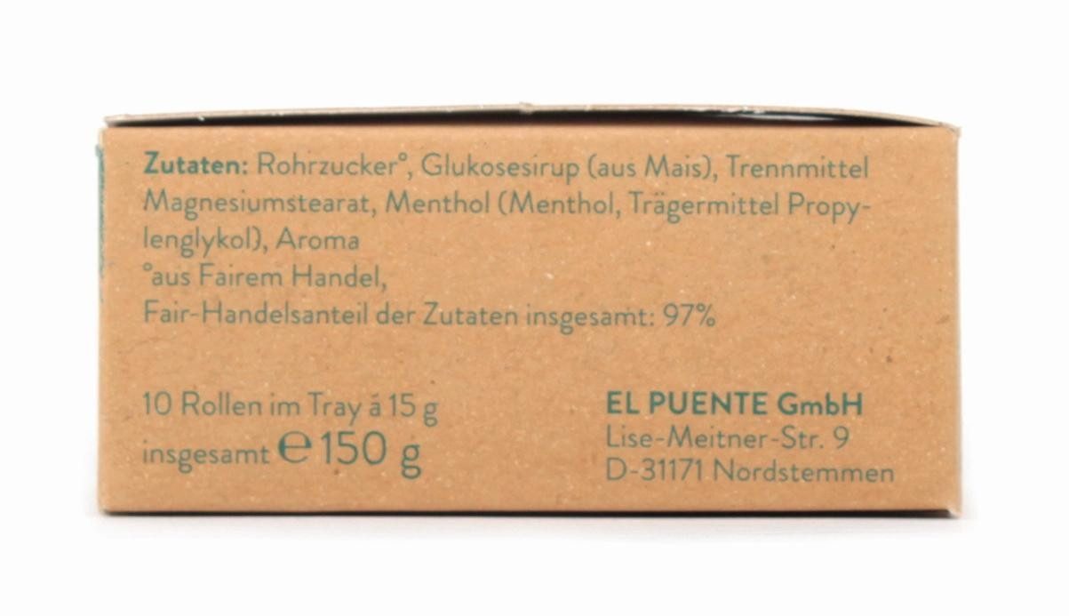 El Puente Knabberei Vegane Pfefferminzdrops in 10er Rollen, Fair Trade, Vegan, Handmade