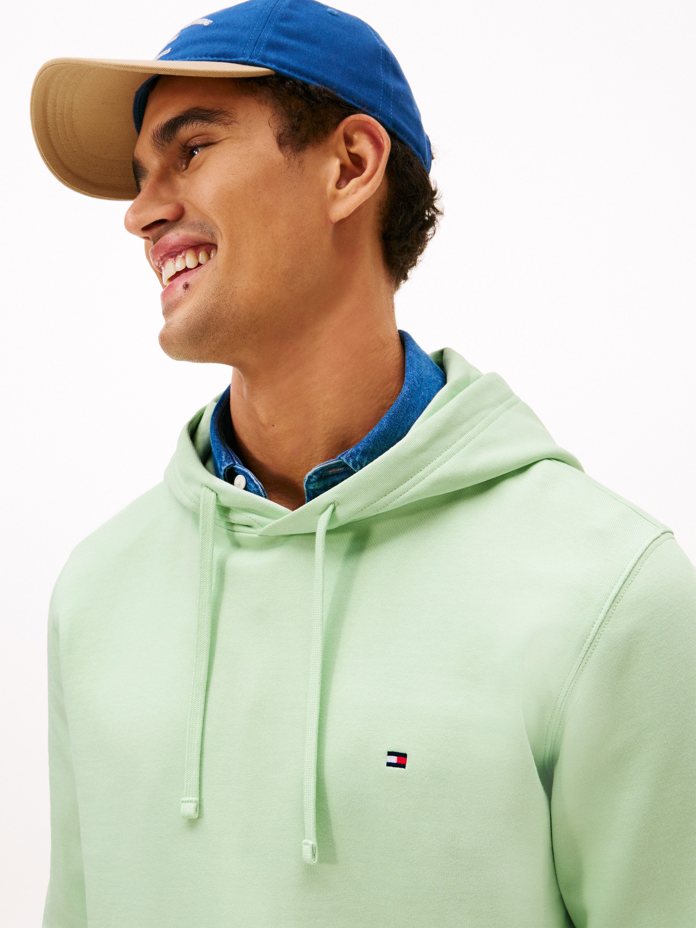 Tommy Hilfiger Hoodie ESSENTIAL TERRY mit Tunnelzug und Flag-Stickerei