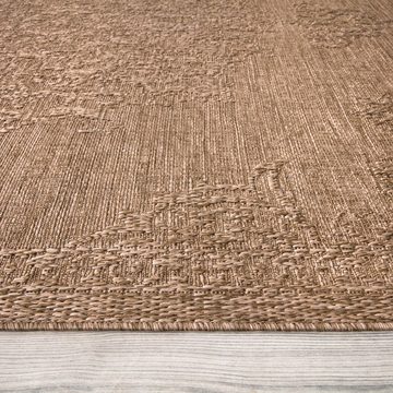Teppich Rimini 412, Paco Home, rechteckig, Höhe: 4 mm, Flachgewebe, Uni Farben, Hoch-Tief Effekt, In- und Outdoor geeignet