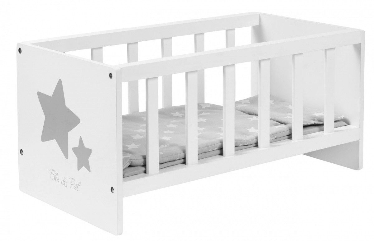ELLA & PIET® Puppenbett SLEEPY mit Sternchen aus Holz (Weiß-Grau), Holzpupp günstig online kaufen
