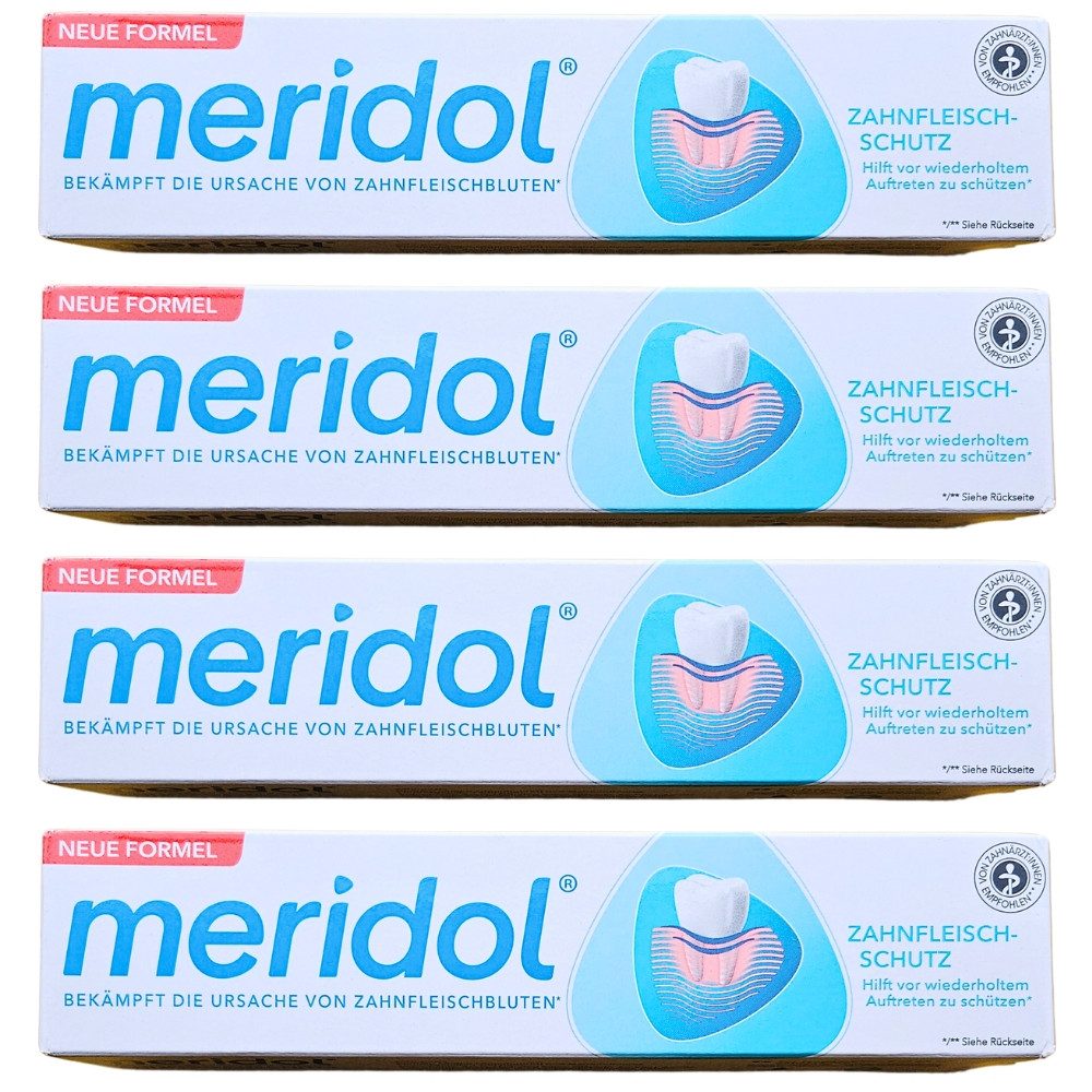 Meridol Zahnpasta Zahnfleischschutz – Effektiver Schutz für gesundes Zahnfleisch, (4 x 75 ml, 4-St)