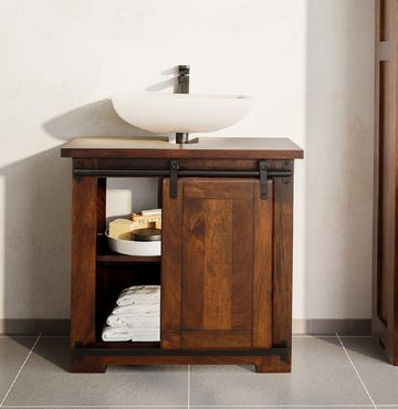 Main Möbel Waschbeckenunterschrank Main Möbel Badunterschrank 'Bayamo' Mango & Eisen