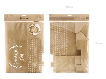 partydeco Geschenkbox, Kartenbox Hochzeit 30,5cm Pappe, braun / weiß