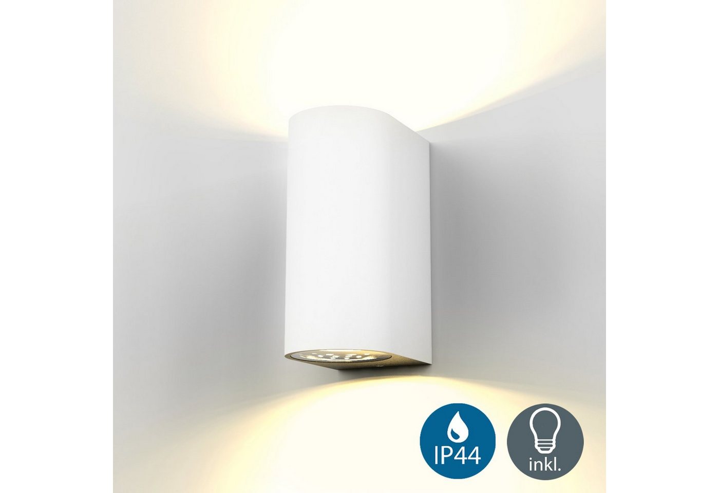 B.K.Licht LED Außen-Wandleuchte »Volans«, LED Außenleuchte Wandlampe Spritzwasserschutz inkl. 5W 400 Lumen GU10 Weiß IP44-HomeTrends