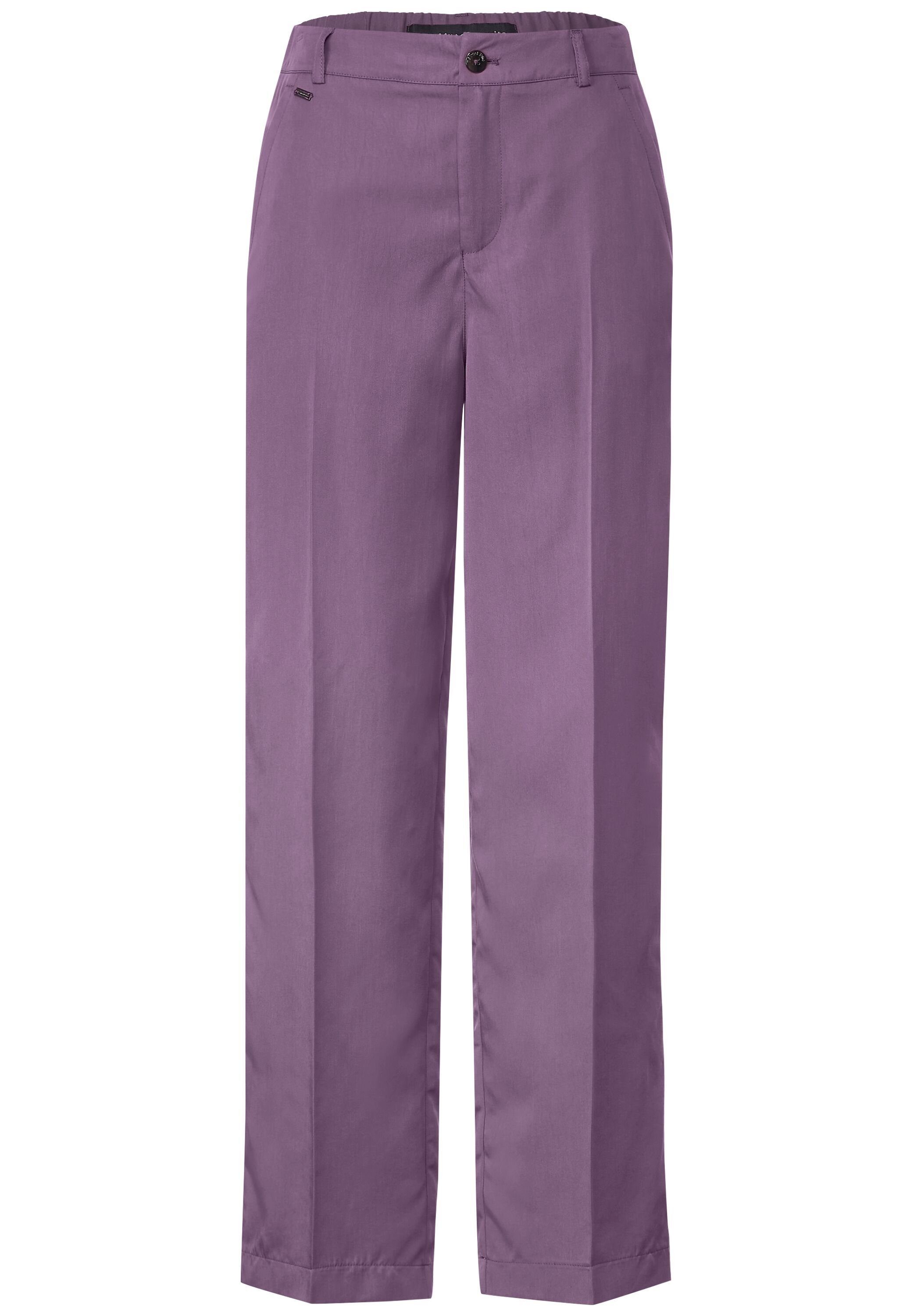 STREET ONE Stoffhose Straight Leg Lyocell twill Cas, dark dull lilac