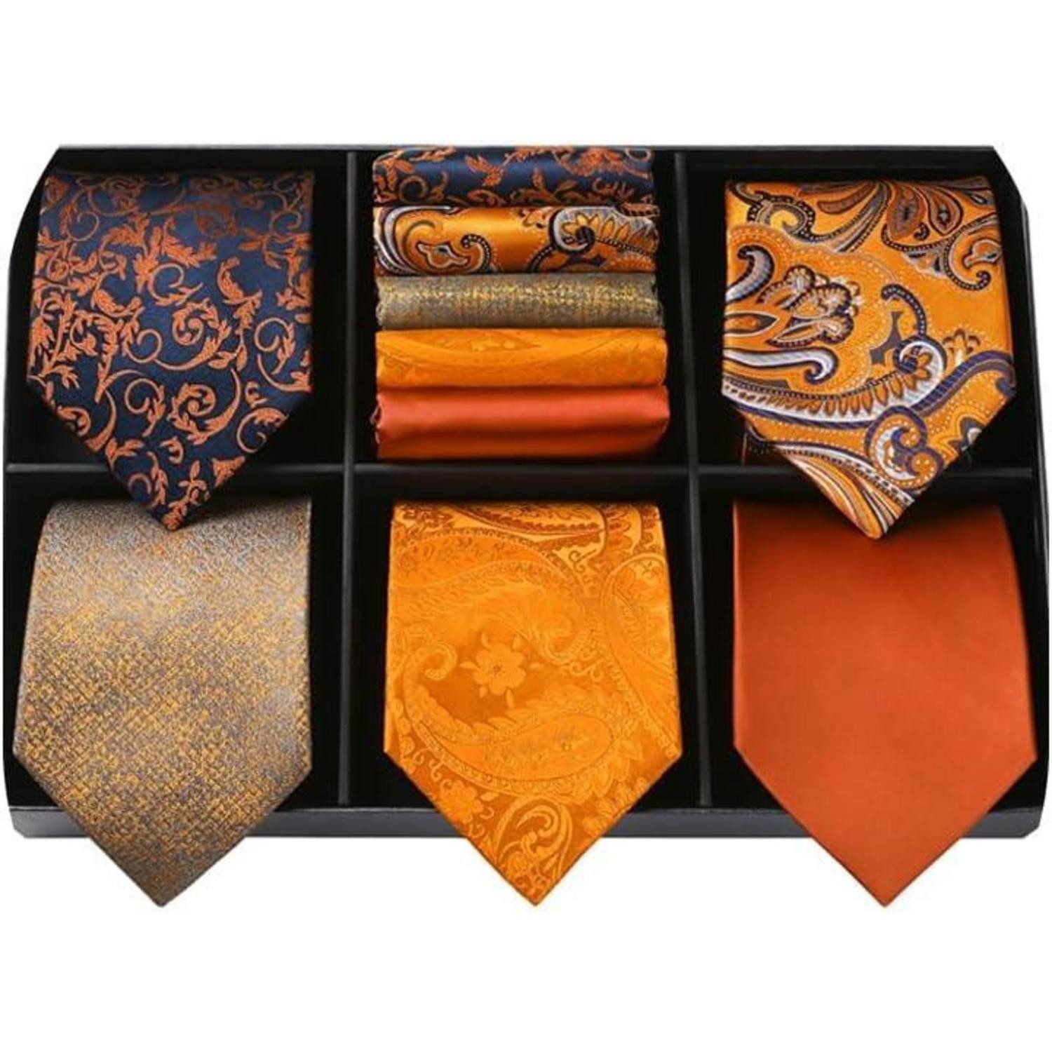 LuxusKollektion Krawatte Krawatten Set Herren 5er Seidenkrawatte Einstecktuch T5-24